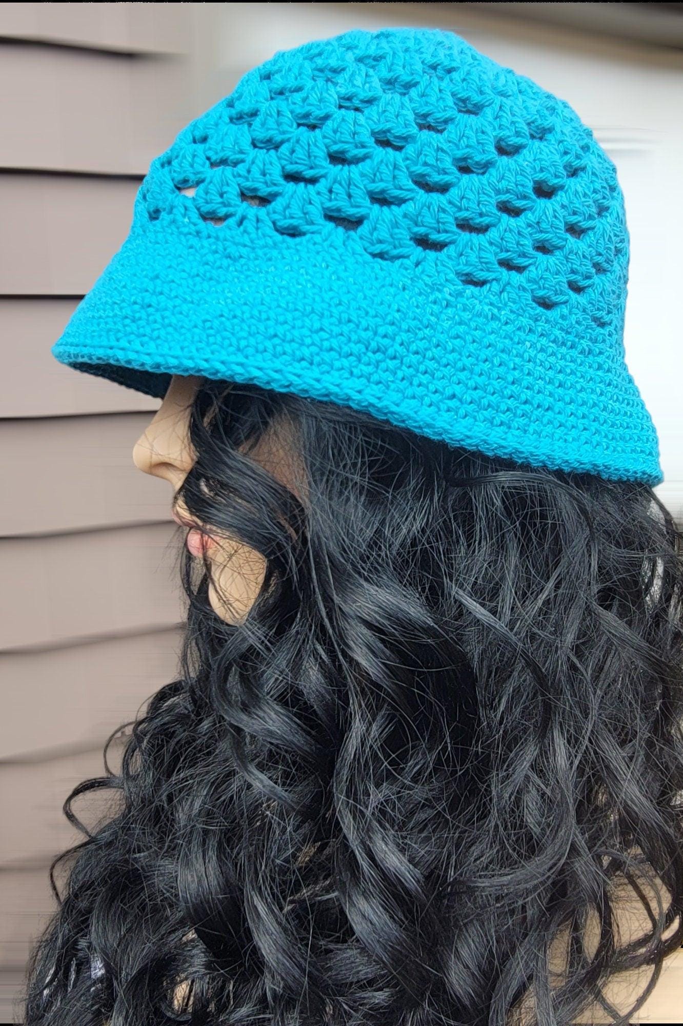 Teal Crochet Bucket Hat: Handmade Unisex Fashion