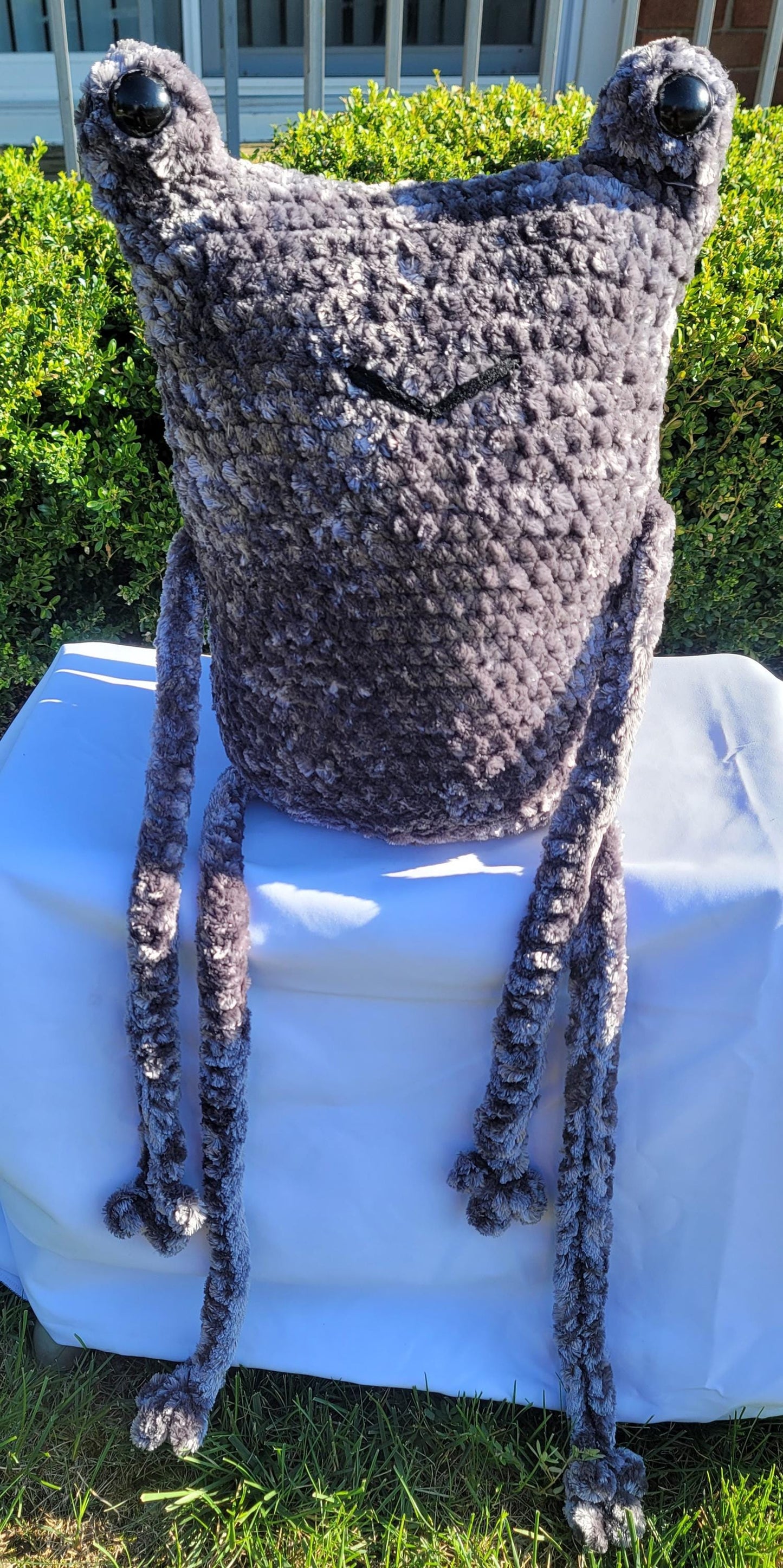 Large Gray Frog Crochet Plushie - Soft & Cuddly Handmade Amigurumi