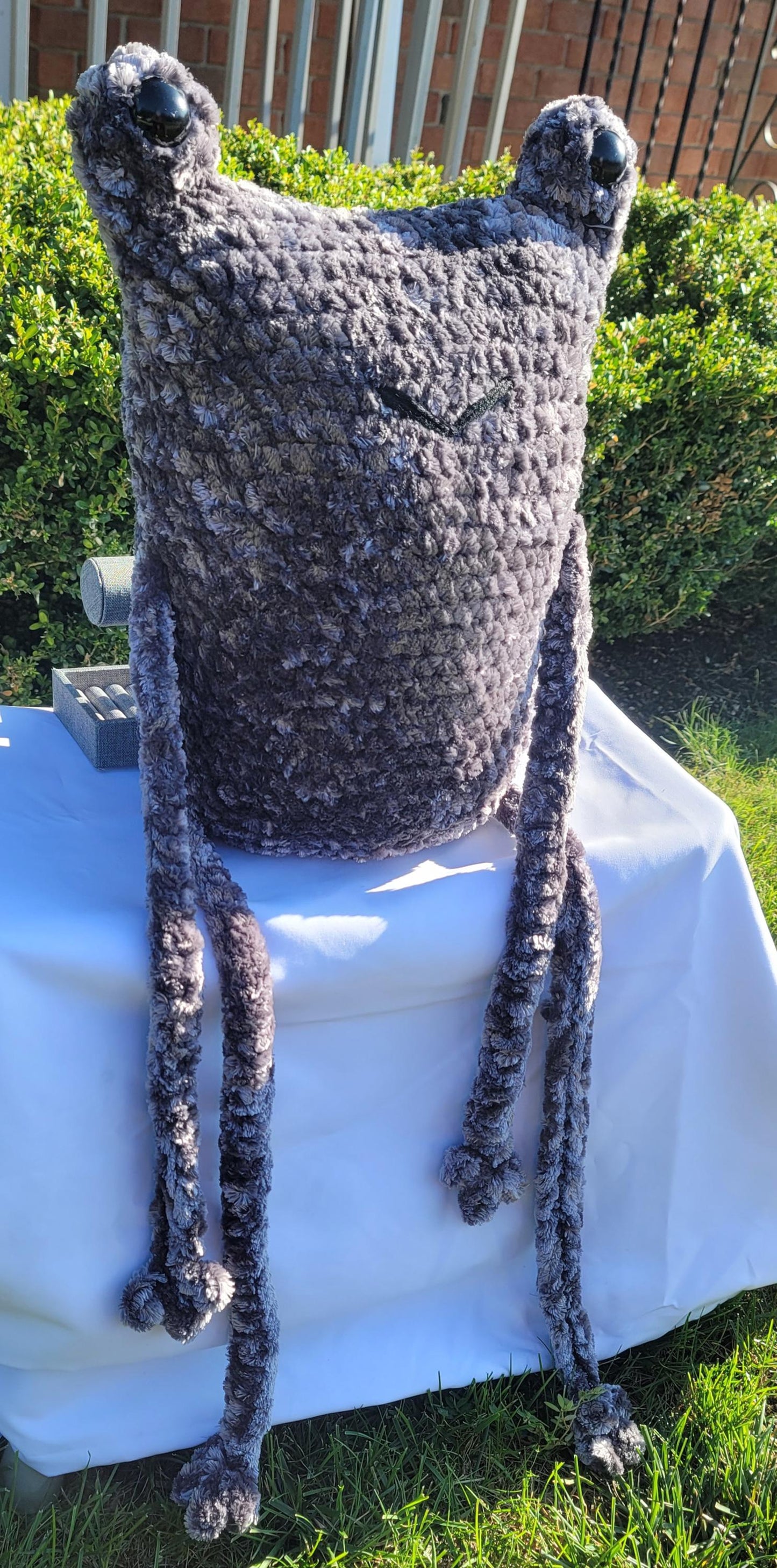 Large Gray Frog Crochet Plushie - Soft & Cuddly Handmade Amigurumi