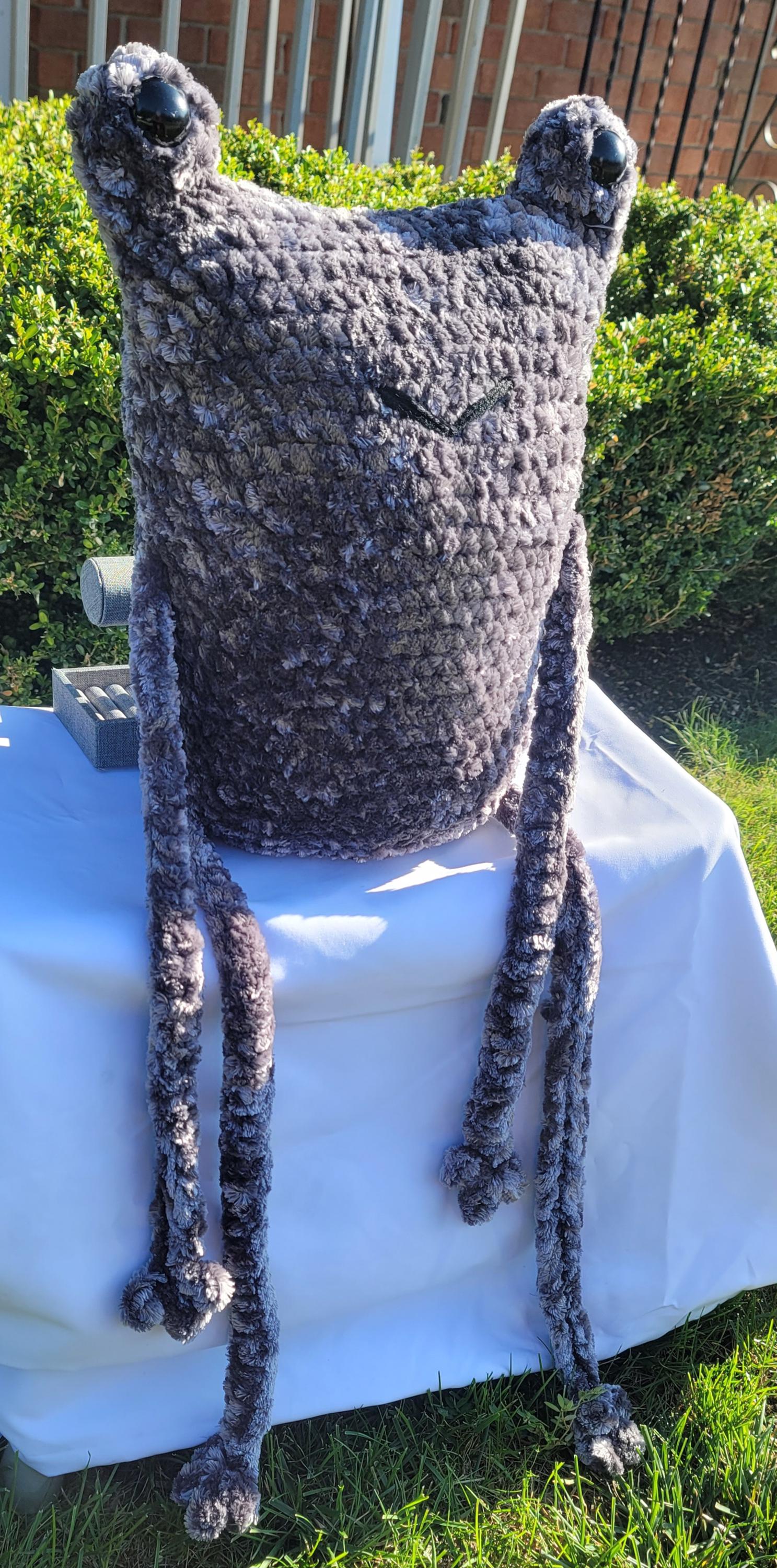 Large Gray Frog Crochet Plushie - Soft & Cuddly Handmade Amigurumi