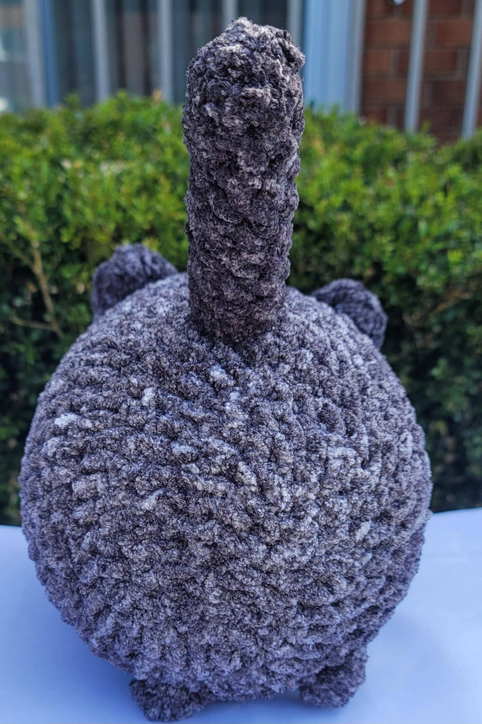 Handmade Crochet Charcoal Loaf Cat Plushie – Soft Chunky Amigurumi Cat