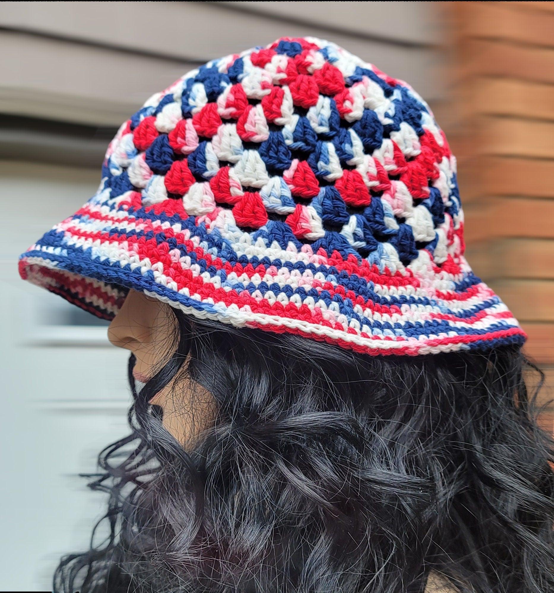 Red, White, Blue, and Pink Festive Crochet Hat
