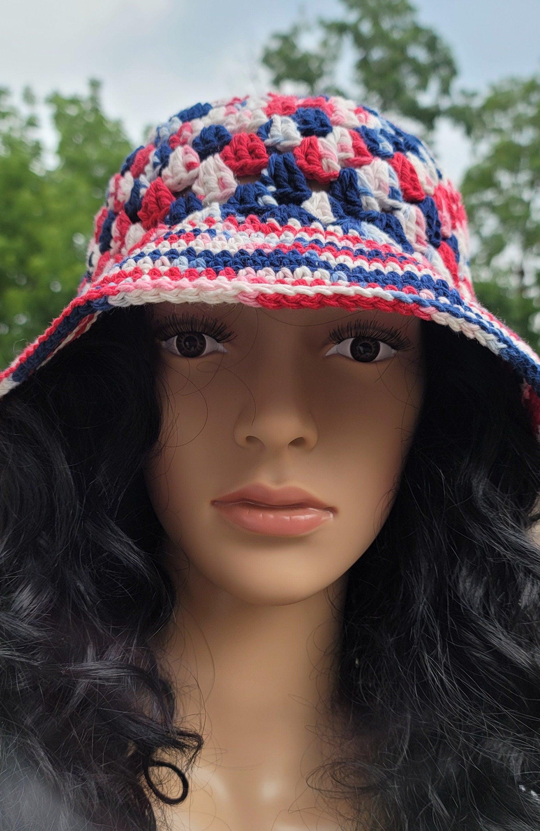 Red, White, Blue, and Pink Festive Crochet Hat
