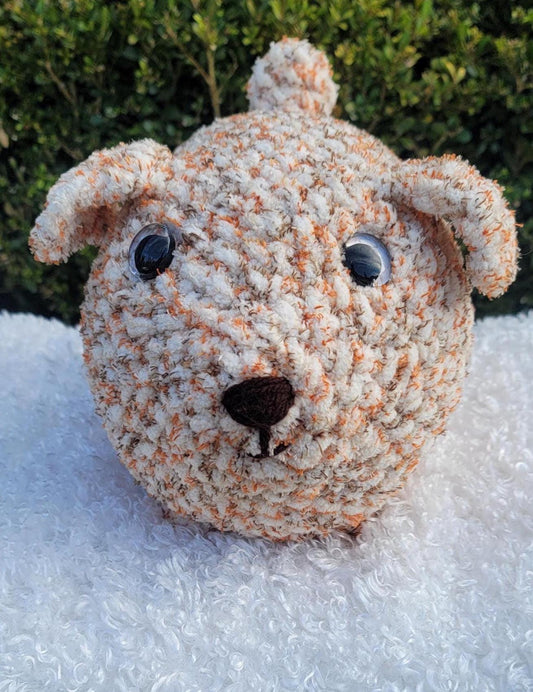 Adorable White, Brown & Orange Dog Plushie with a Sweet Smile