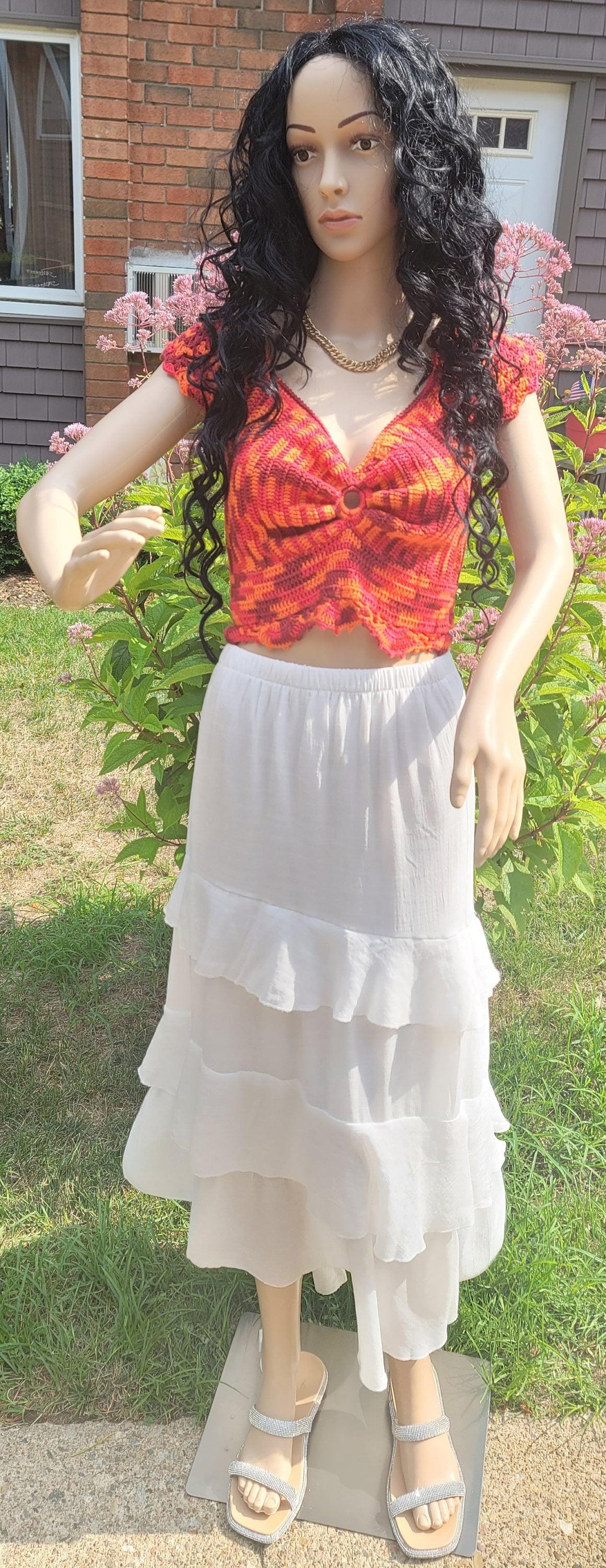 Handmade Crochet Crop Top: Strawberry Love Summer Fashion (Fits M/L)