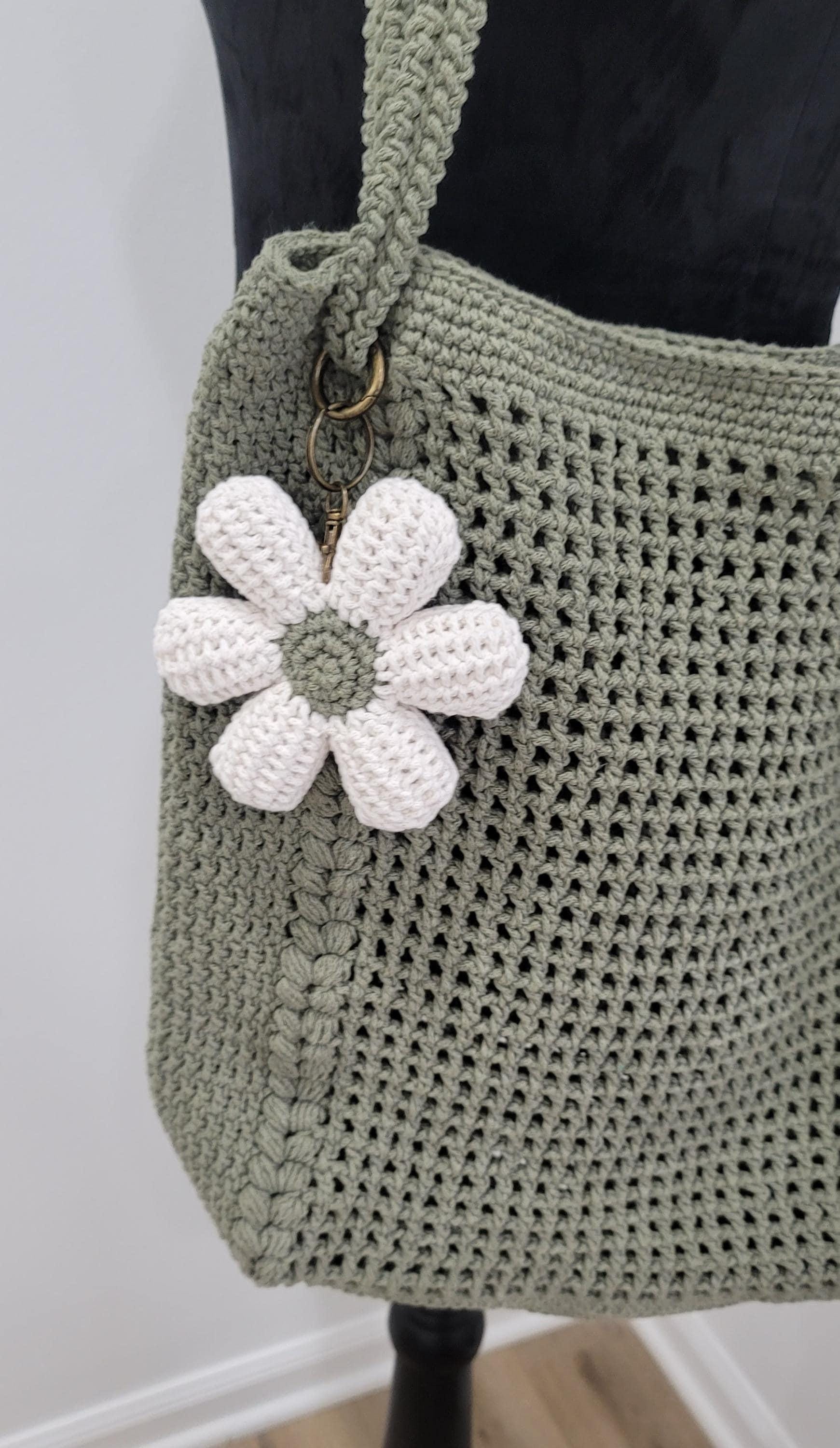 Green Crochet Tote Bag , Eco Friendly Market Bag, Casual Handbag