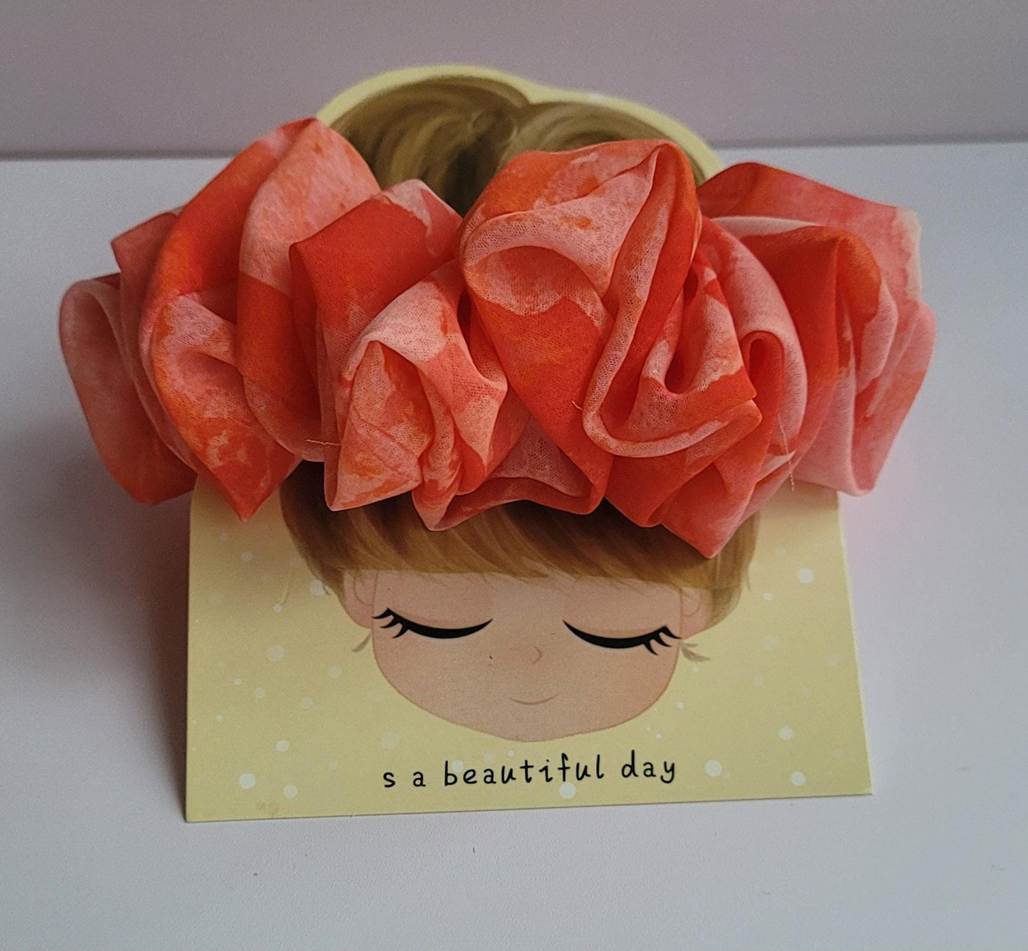 Satin Scrunchie: Orange, White Ladybug or Butterfly Hair Tie