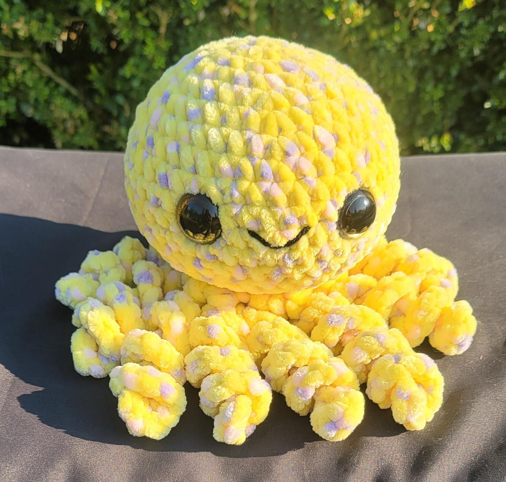 Crochet Octopus Plushie: Handmade Amigurumi Toy - Yellow, Purple, Pink