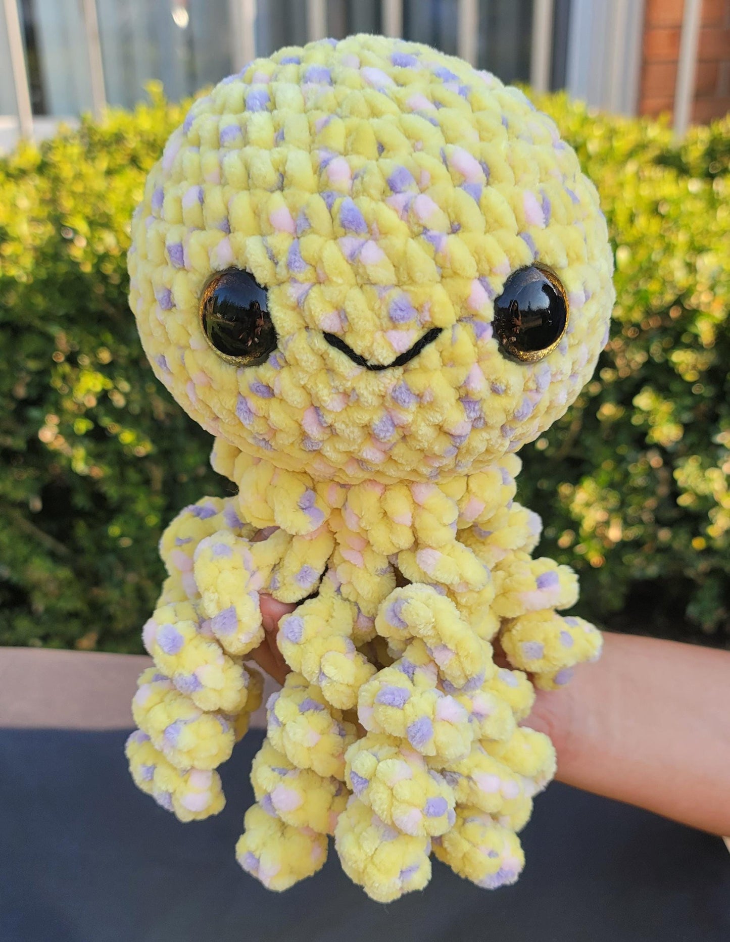 Crochet Octopus Plushie: Handmade Amigurumi Toy - Yellow, Purple, Pink