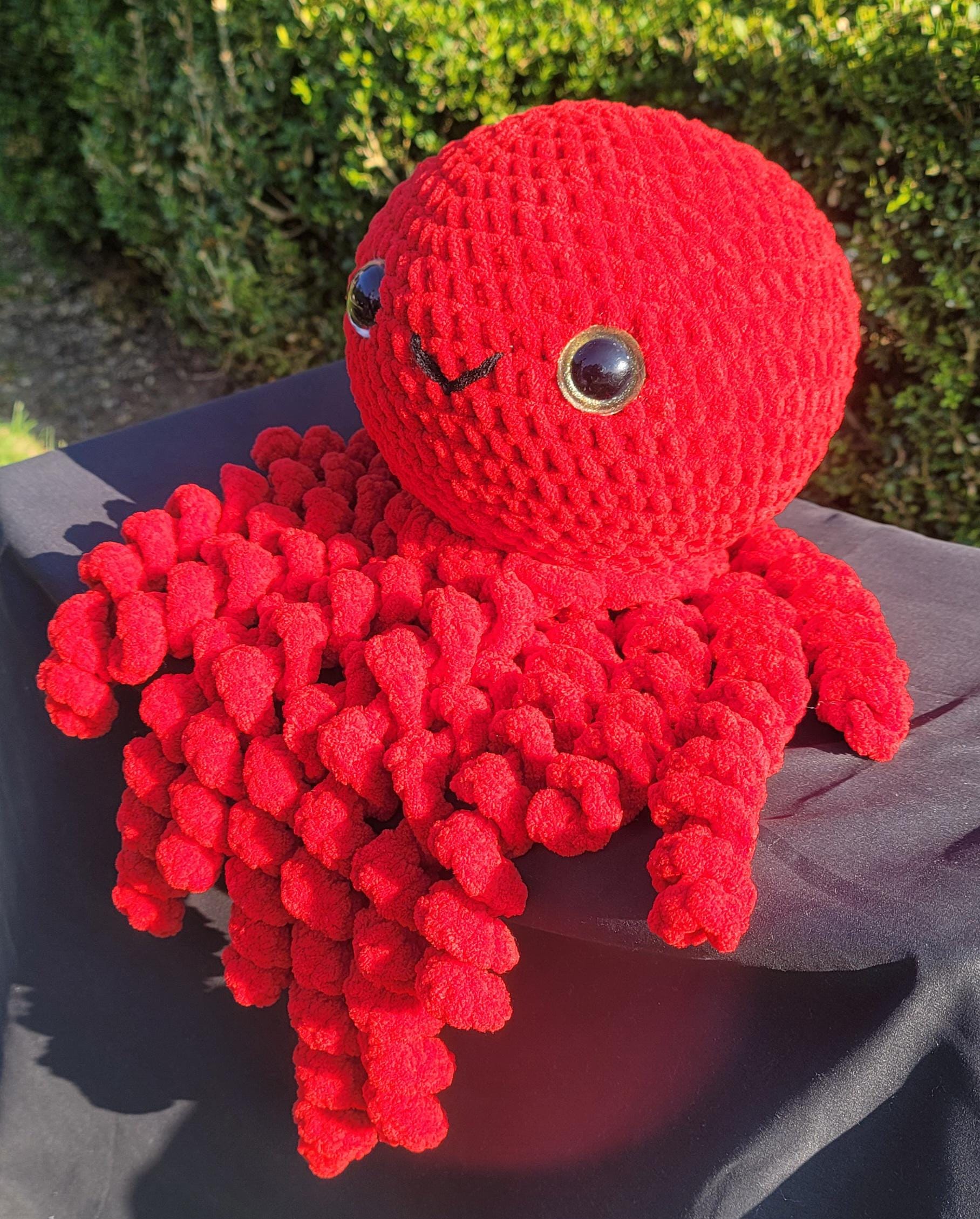 Handmade Red Crochet Jellyfish: Amigurumi Sea Creature