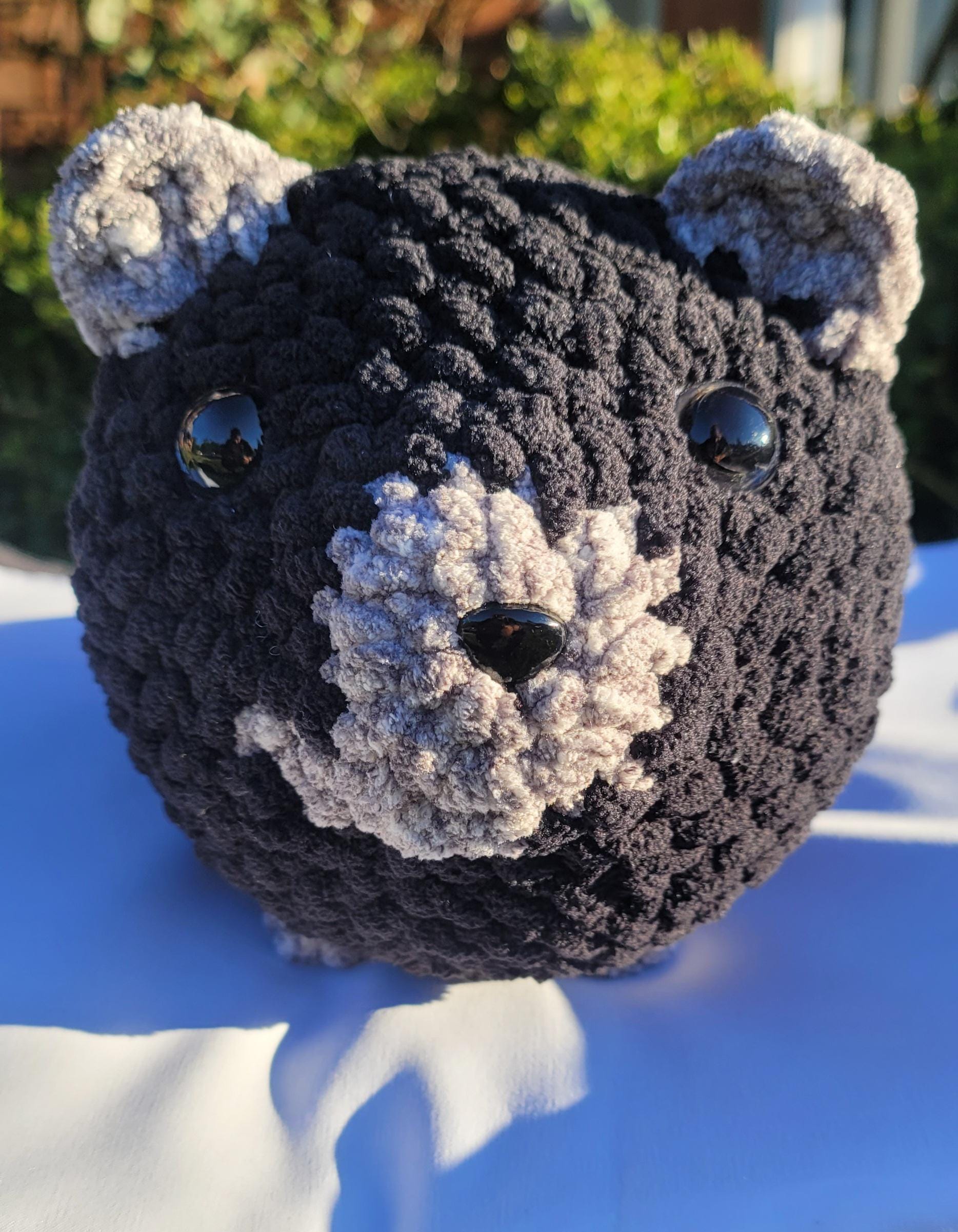 Crochet Black and Gray Dog, Handmade Amigurumi Dog, Stuffed Animal Plushie