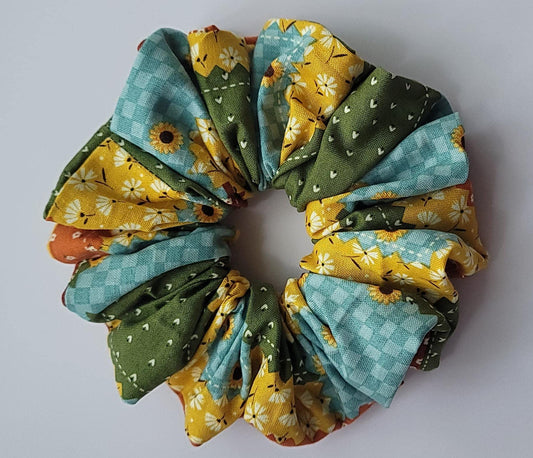 Handmade Halloween Scrunchies: Spooky Autumn Patchwork Hair Ties