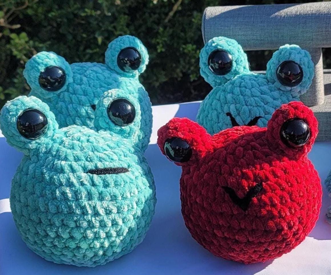 Crochet Frog Plushie and Mystical Eyed Green Froggie