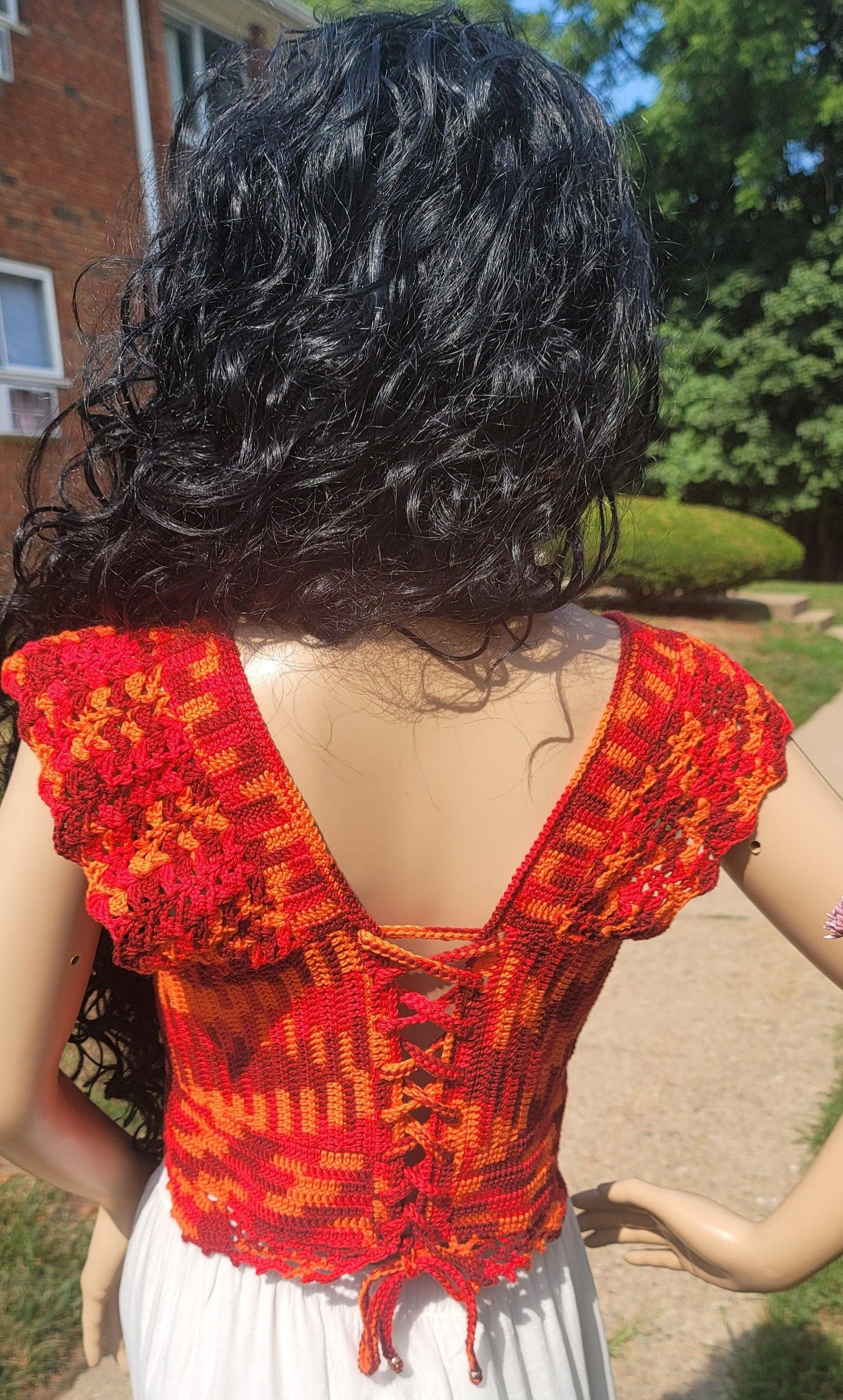 Handmade Crochet Crop Top: Strawberry Love Summer Fashion (Fits M/L)