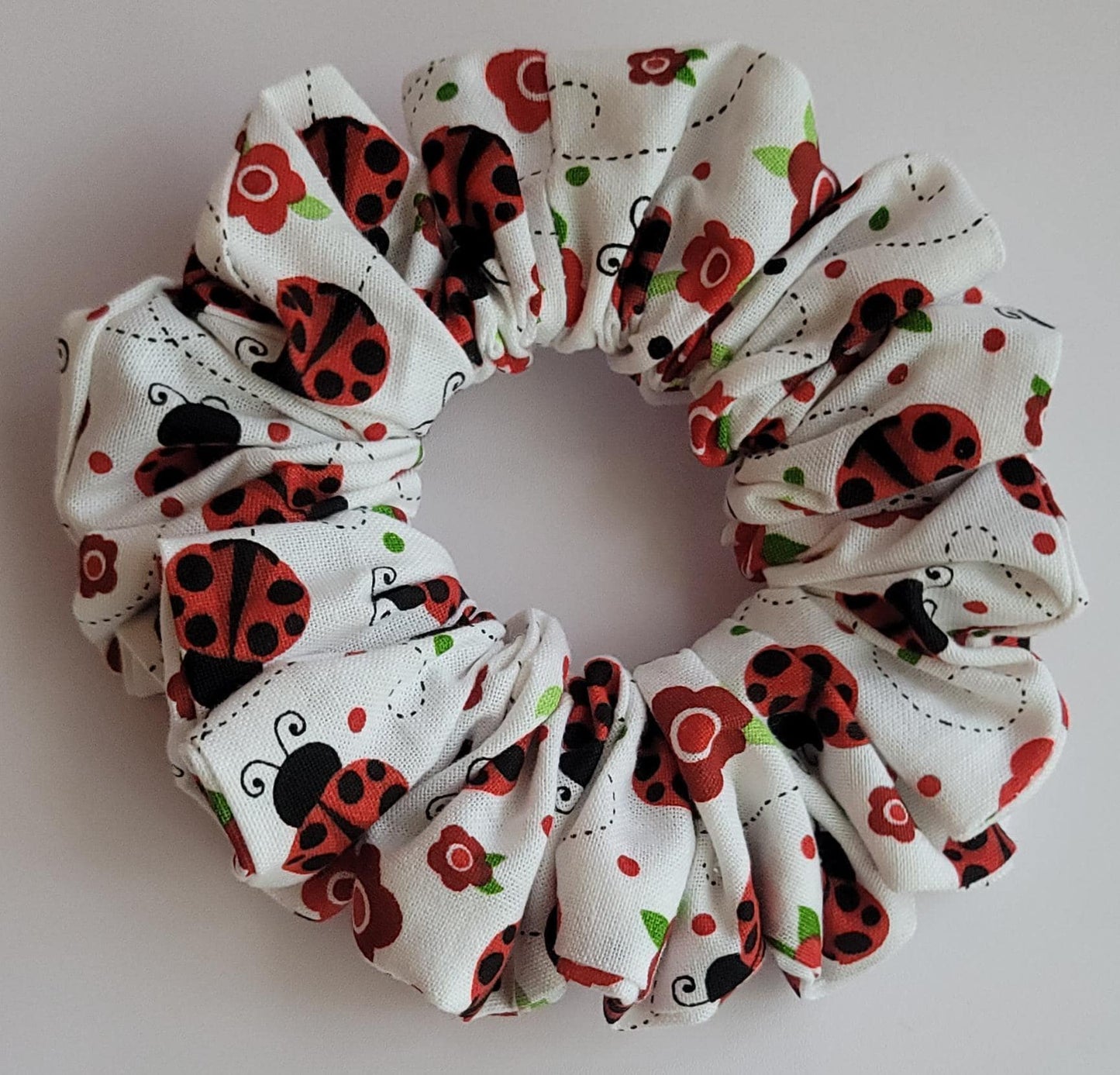 Satin Scrunchie: Orange, White Ladybug or Butterfly Hair Tie