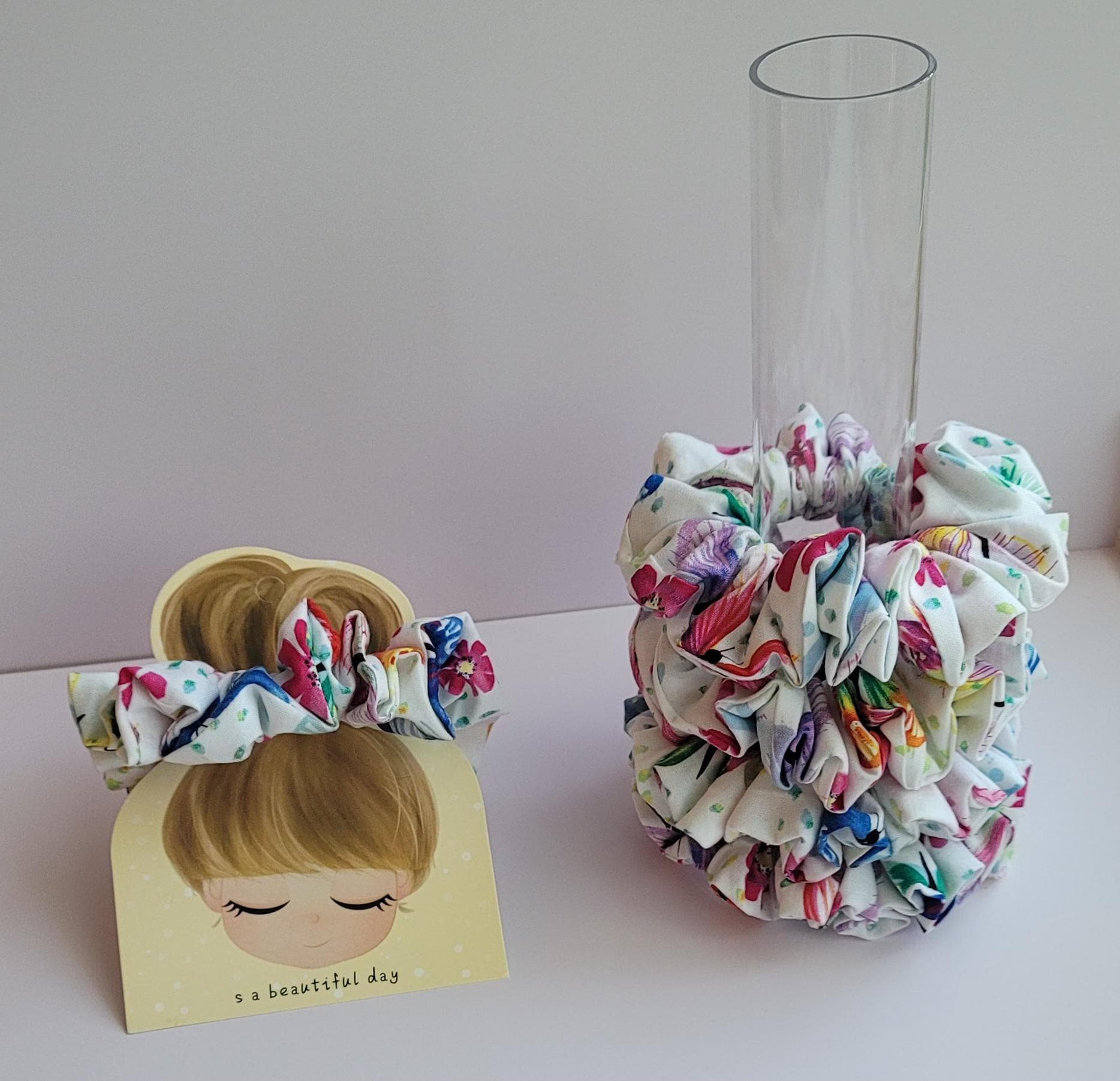 Satin Scrunchie: Orange, White Ladybug or Butterfly Hair Tie