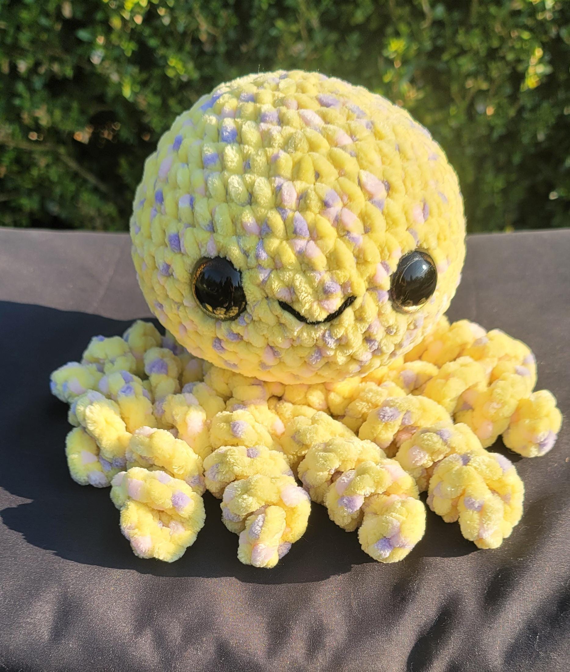 Crochet Octopus Plushie: Handmade Amigurumi Toy - Yellow, Purple, Pink