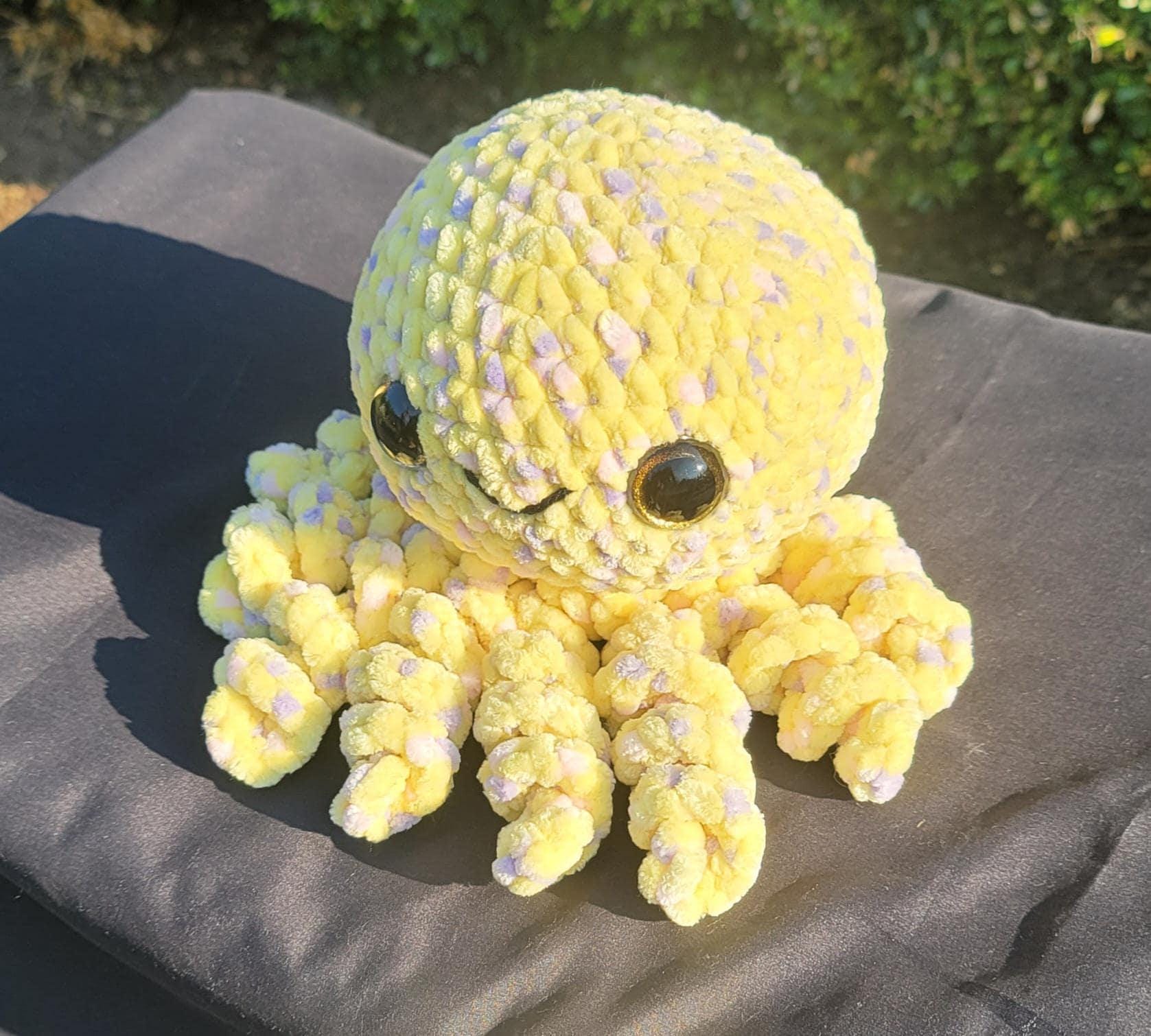 Crochet Octopus Plushie: Handmade Amigurumi Toy - Yellow, Purple, Pink