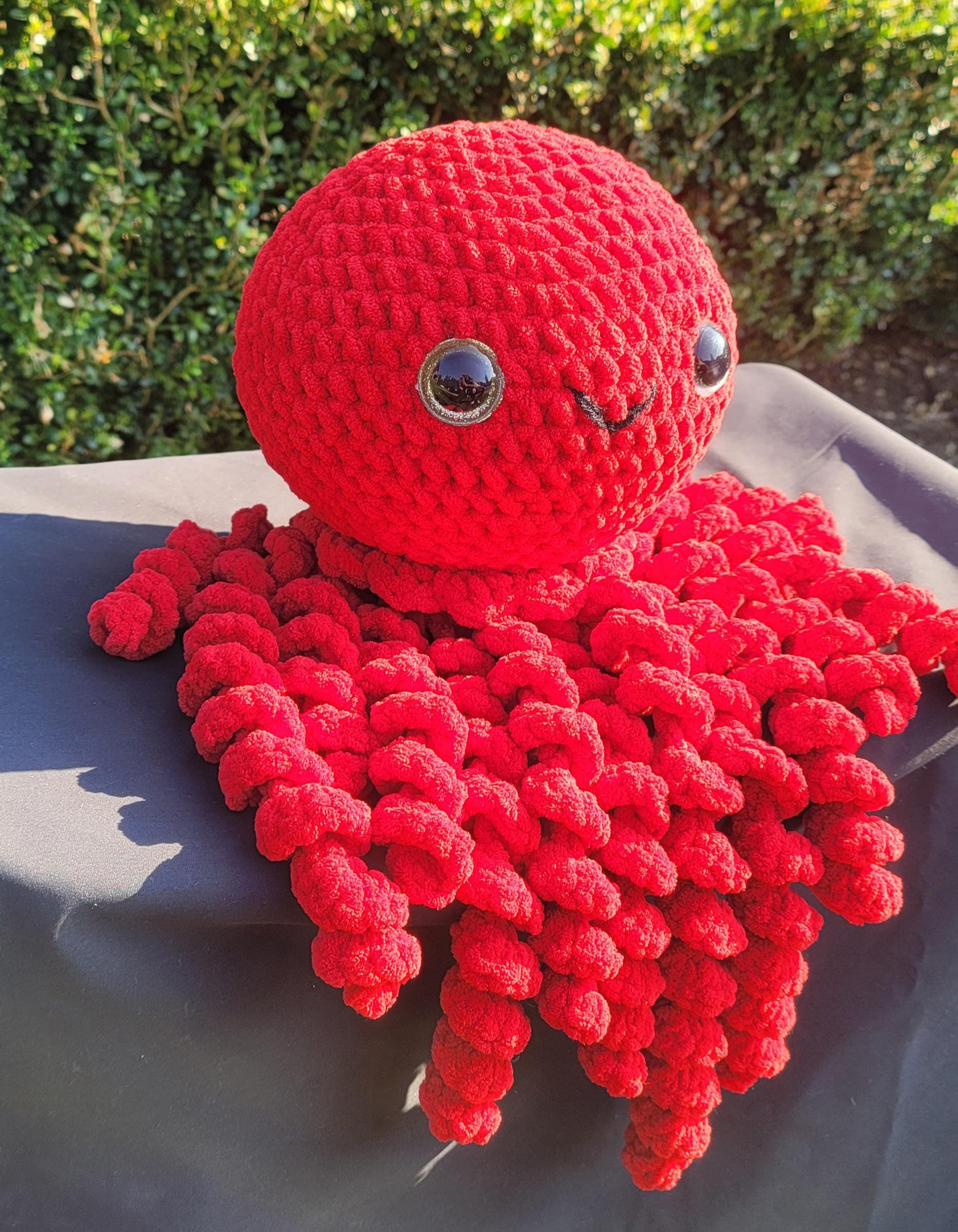 Handmade Red Crochet Jellyfish: Amigurumi Sea Creature