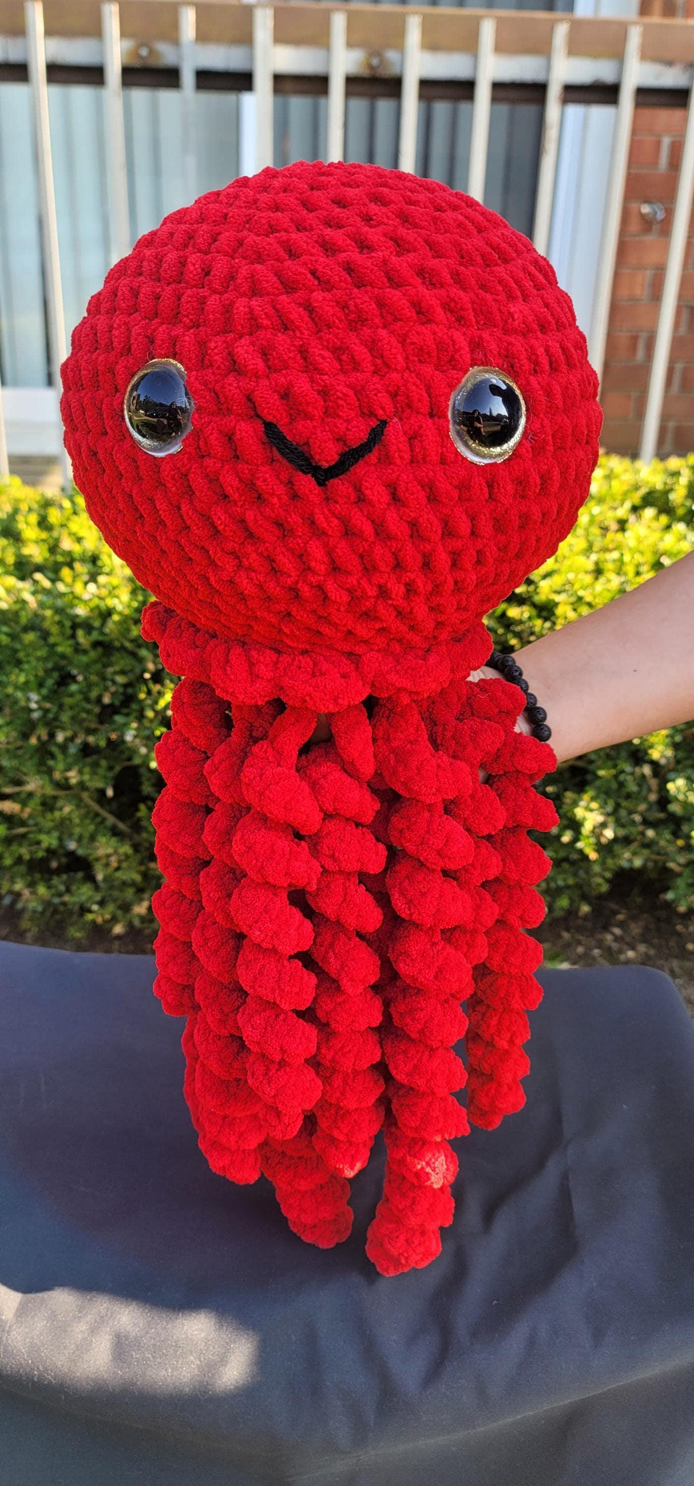 Handmade Red Crochet Jellyfish: Amigurumi Sea Creature
