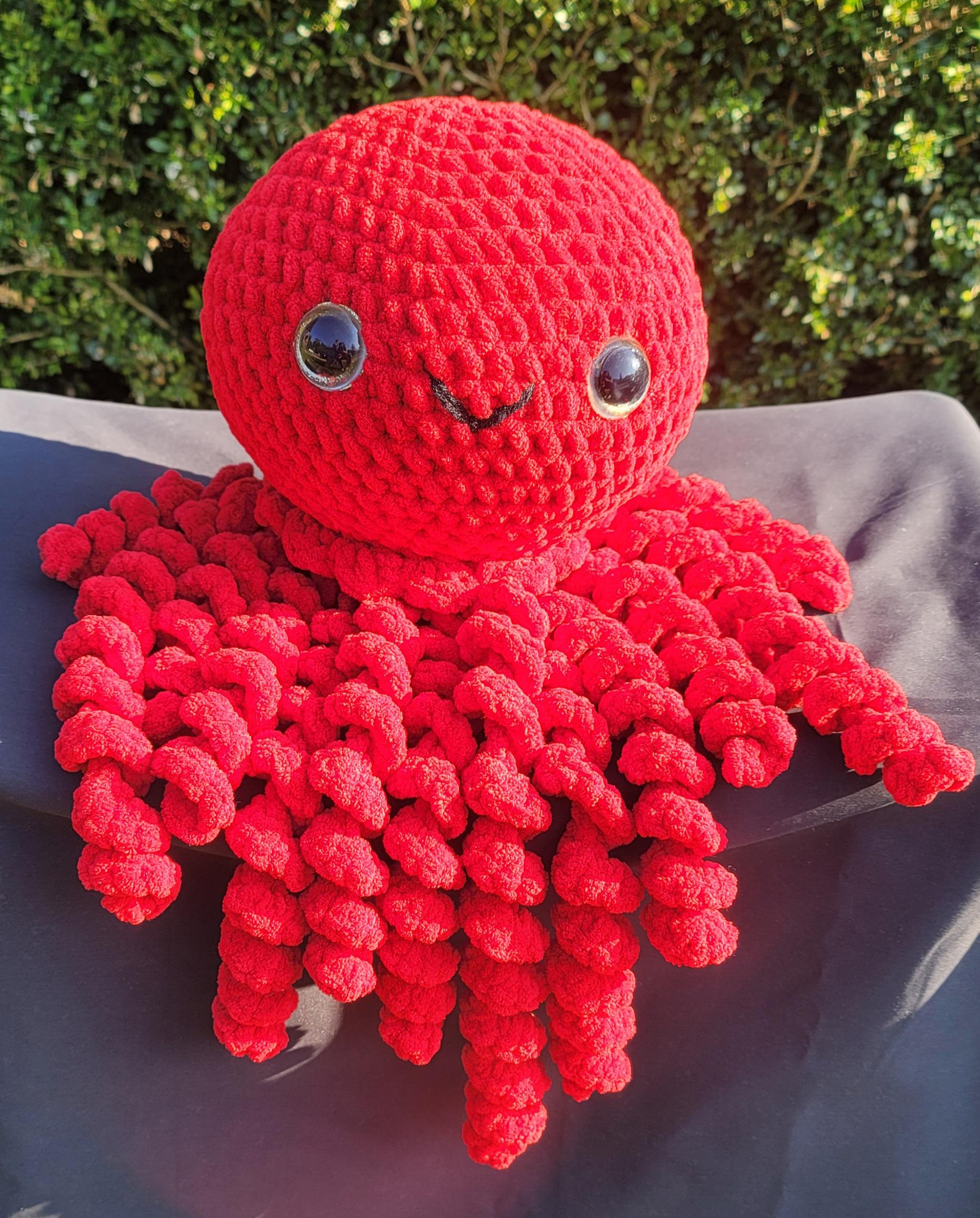 Handmade Red Crochet Jellyfish: Amigurumi Sea Creature