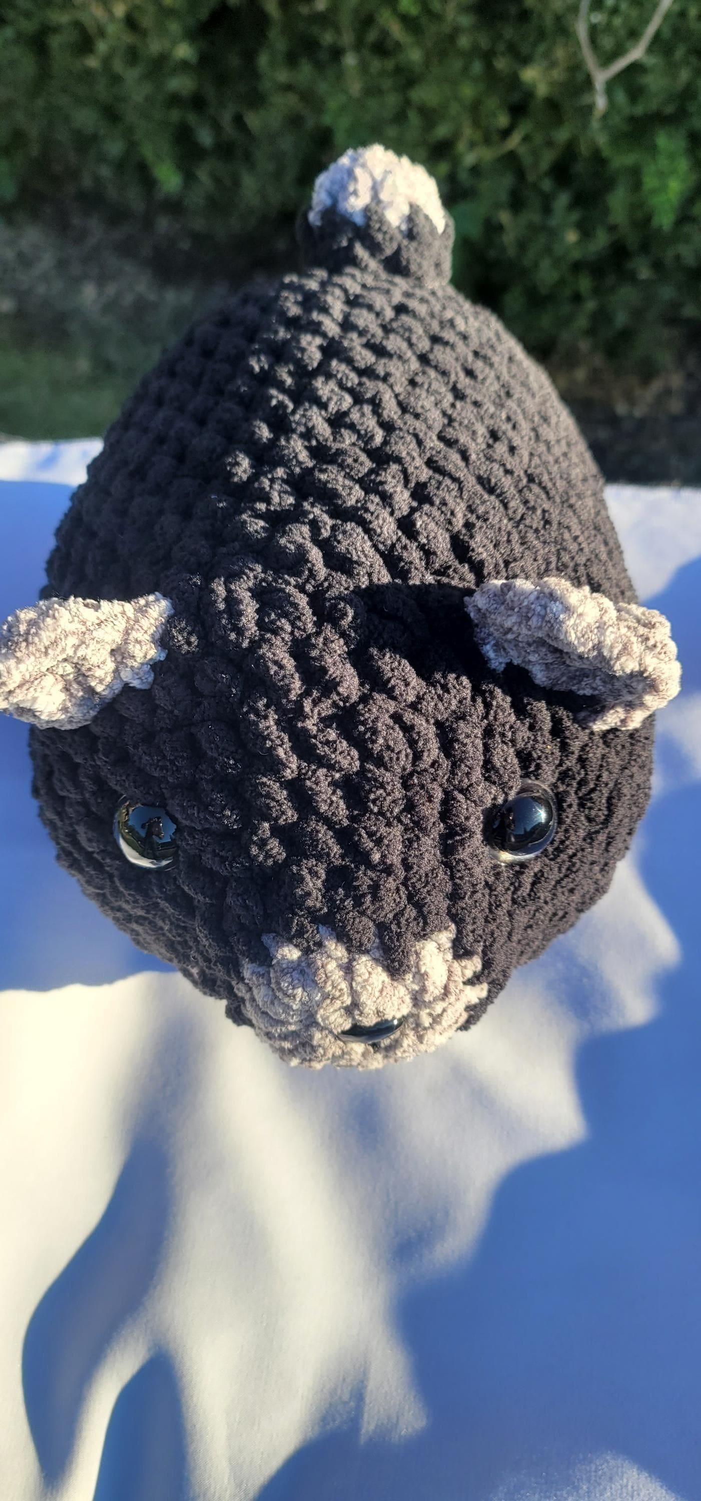 Crochet Black and Gray Dog, Handmade Amigurumi Dog, Stuffed Animal Plushie