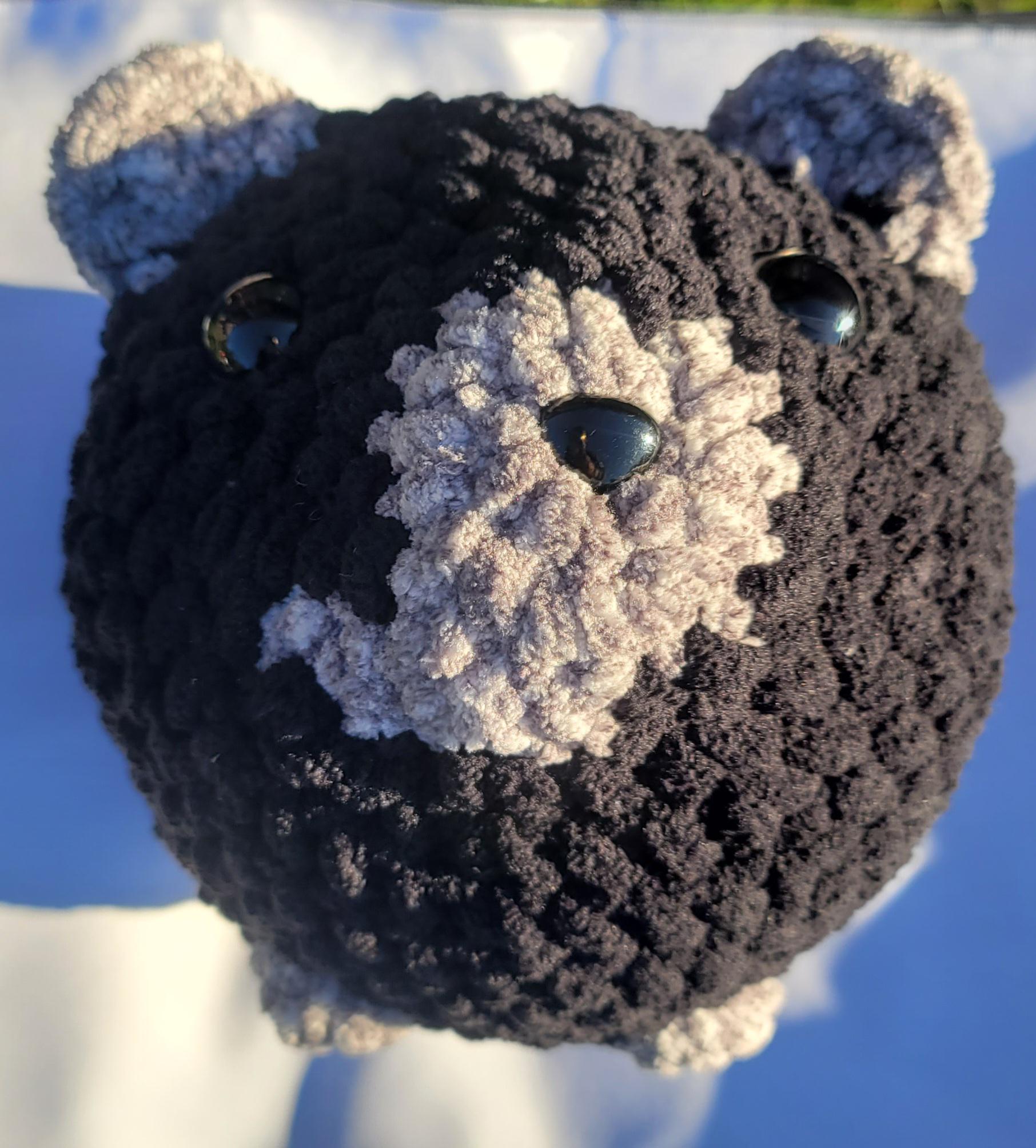 Crochet Black and Gray Dog, Handmade Amigurumi Dog, Stuffed Animal Plushie
