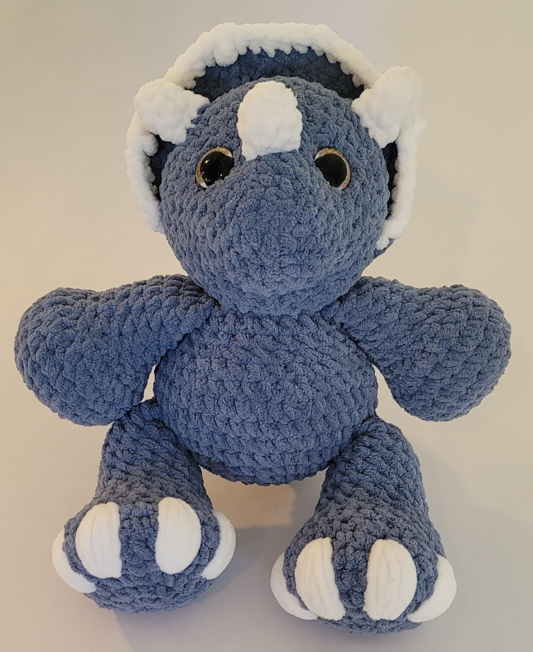 Blue and White Triceratops