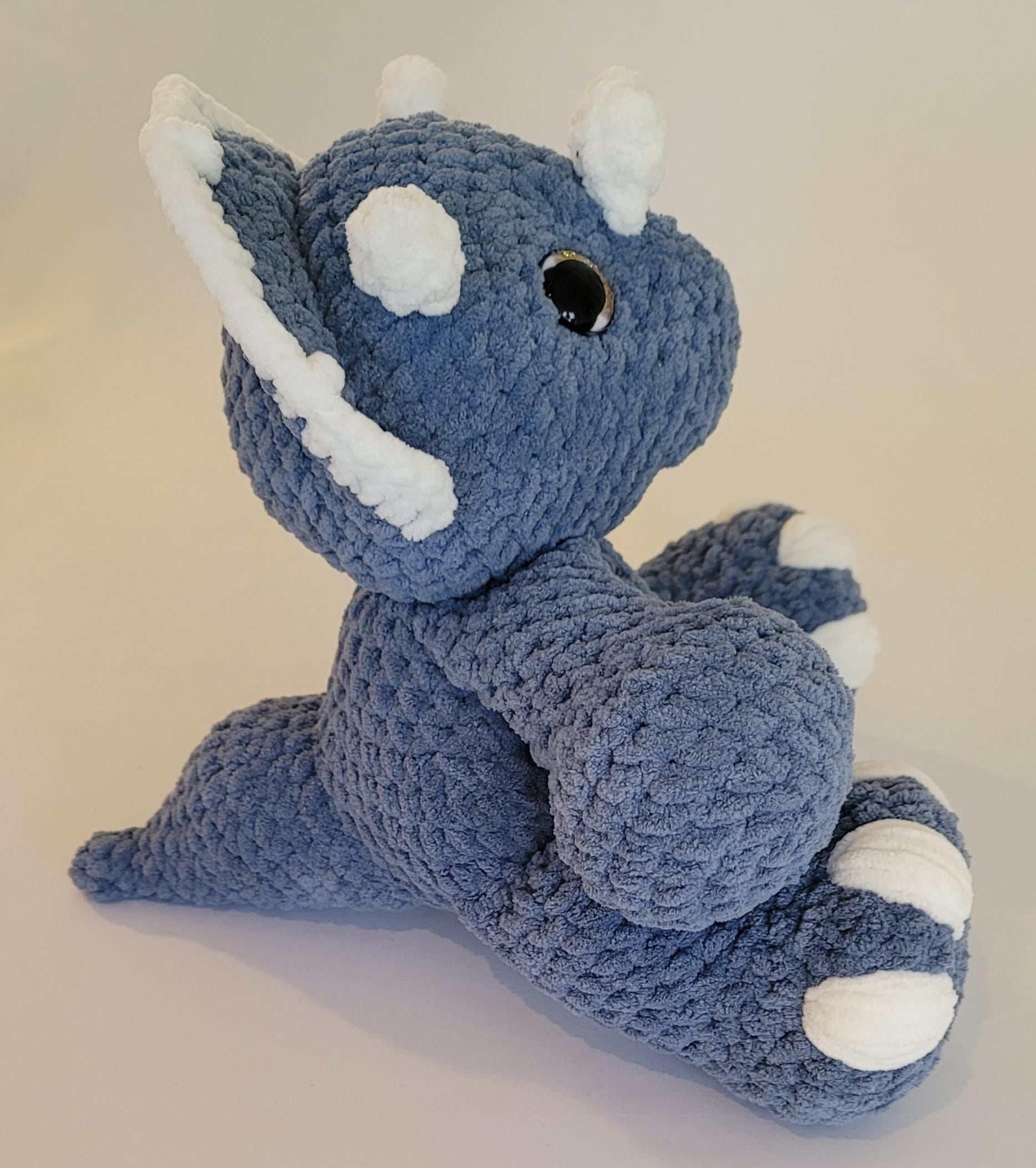 Blue and White Triceratops