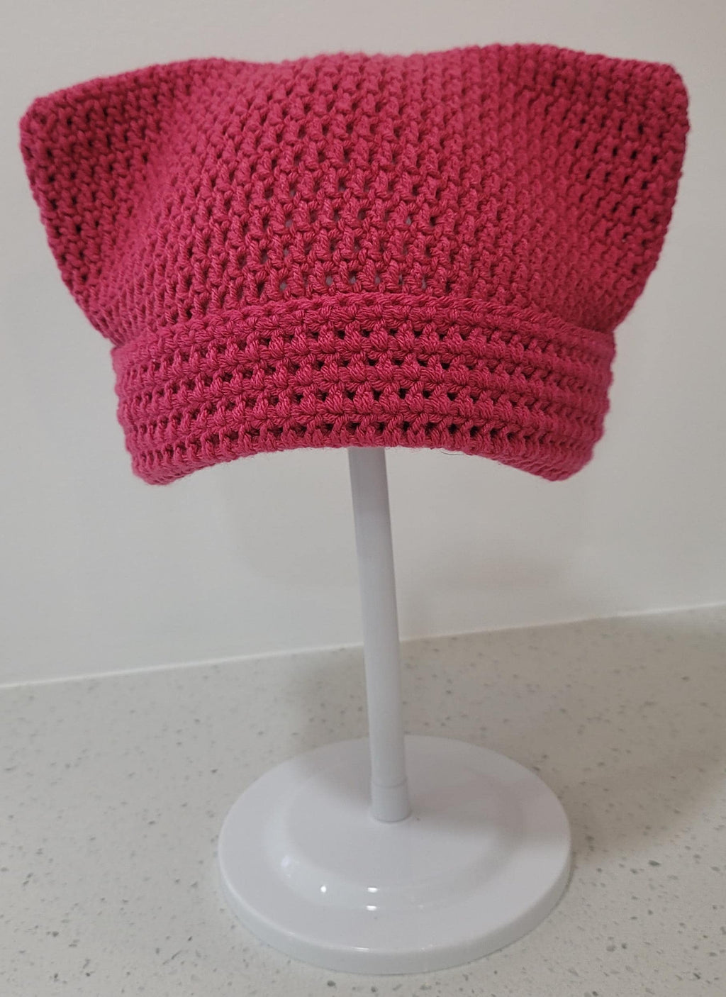 Crochet Kitty-Eared Beanie Hats - Colors Gray, Pink, Black, and White