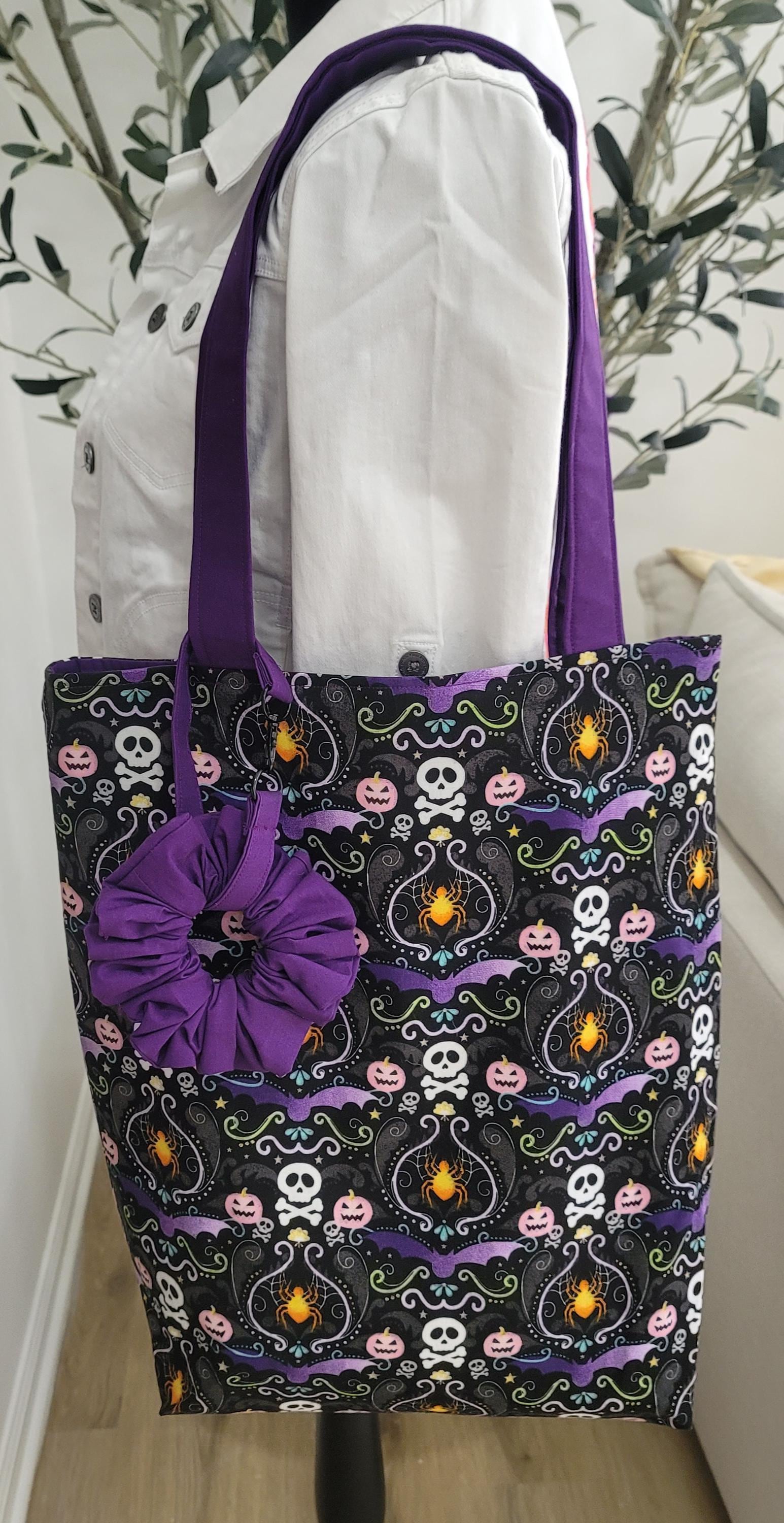 Nightmare Before Christmas & Halloween Tote Bags with Scrunchie Charms