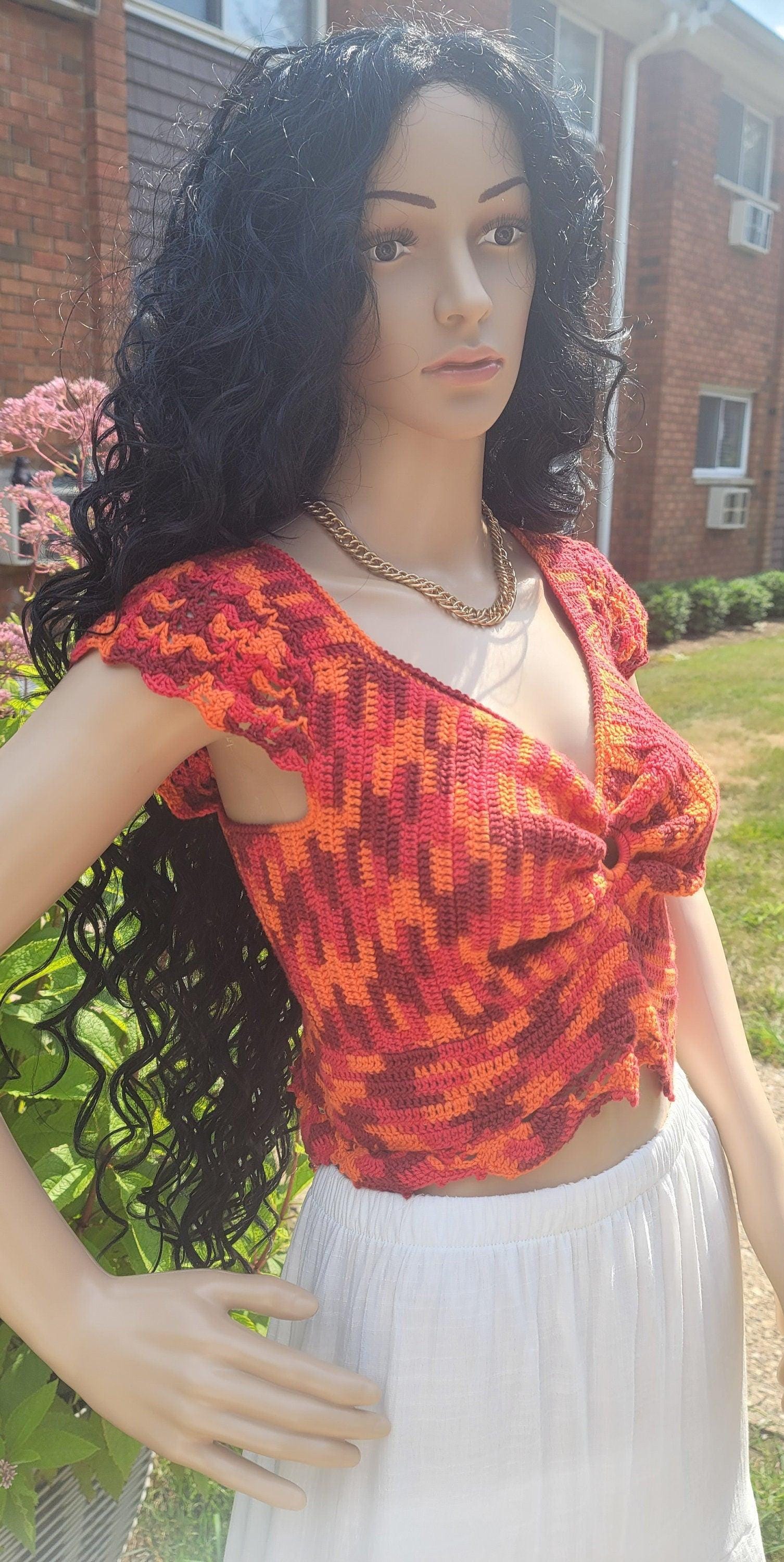 Handmade Crochet Crop Top: Strawberry Love Summer Fashion (Fits M/L)