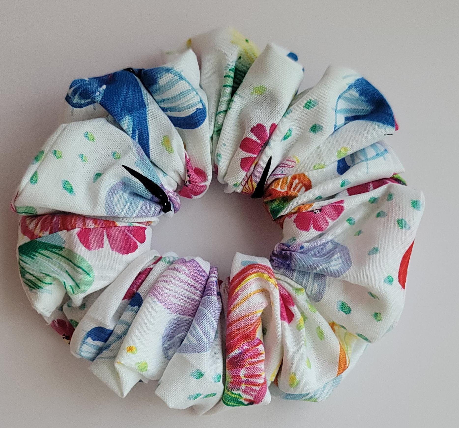 Satin Scrunchie: Orange, White Ladybug or Butterfly Hair Tie