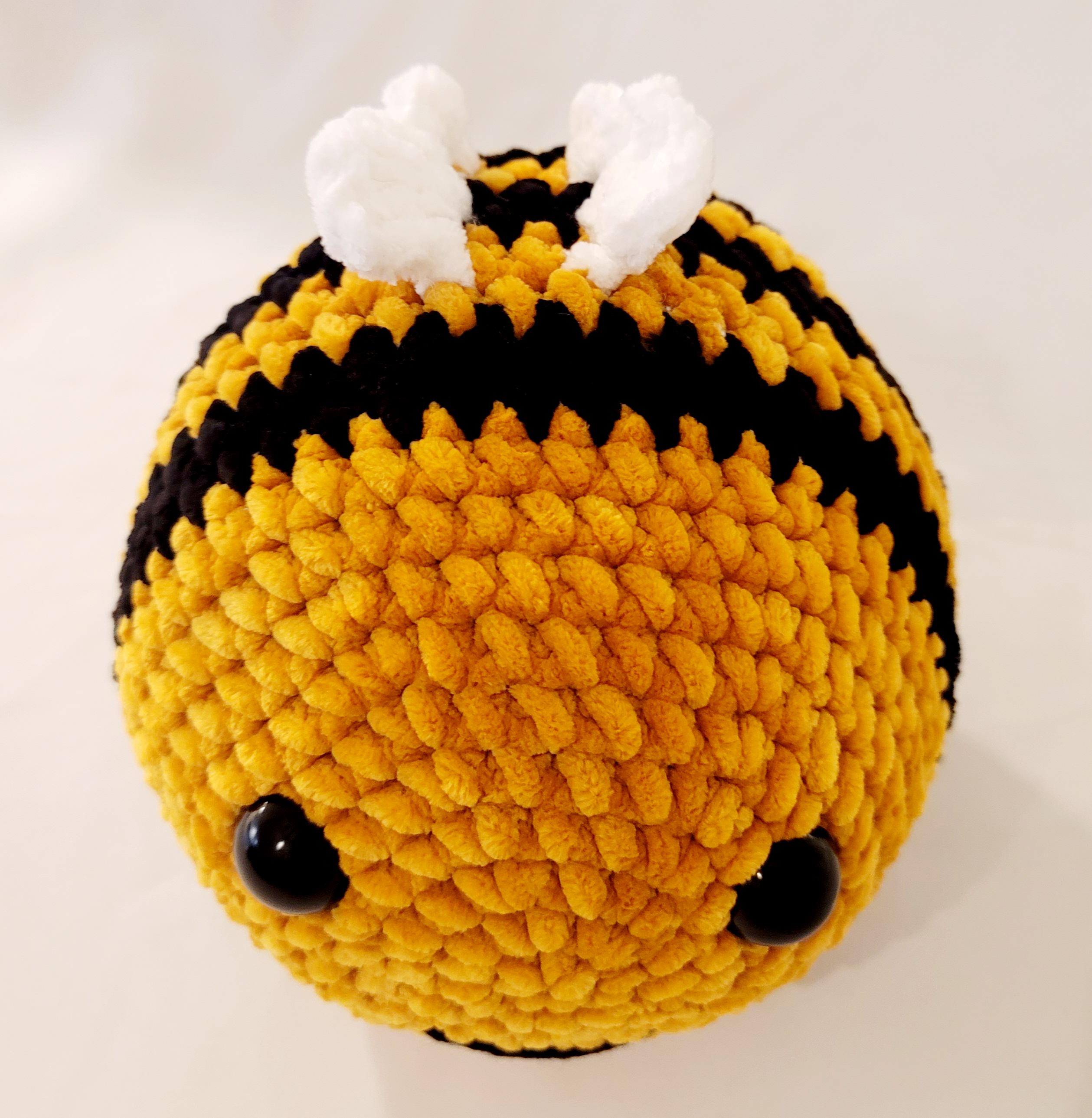 Yellow and Black Bee with Small White Wings