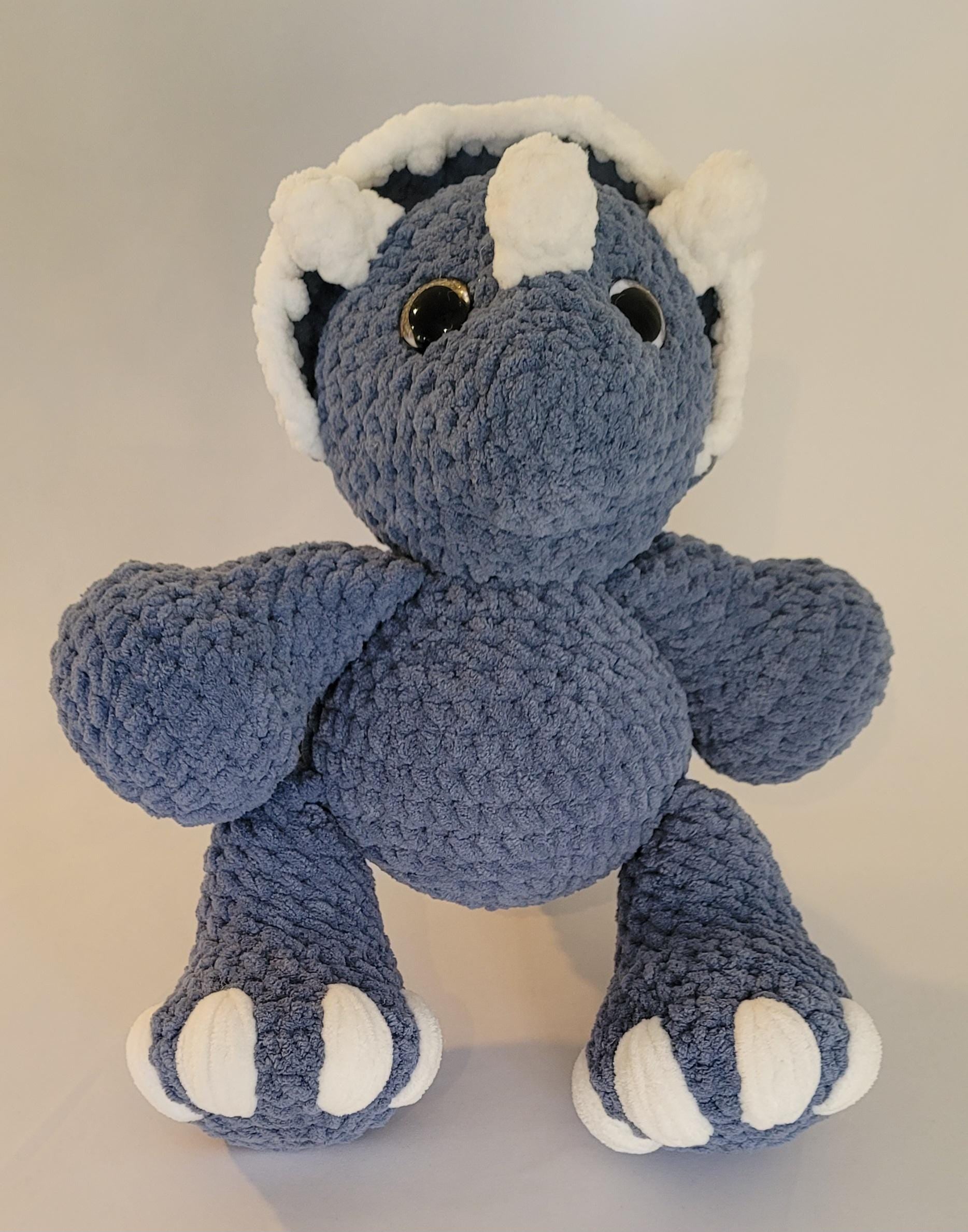 Blue and White Triceratops