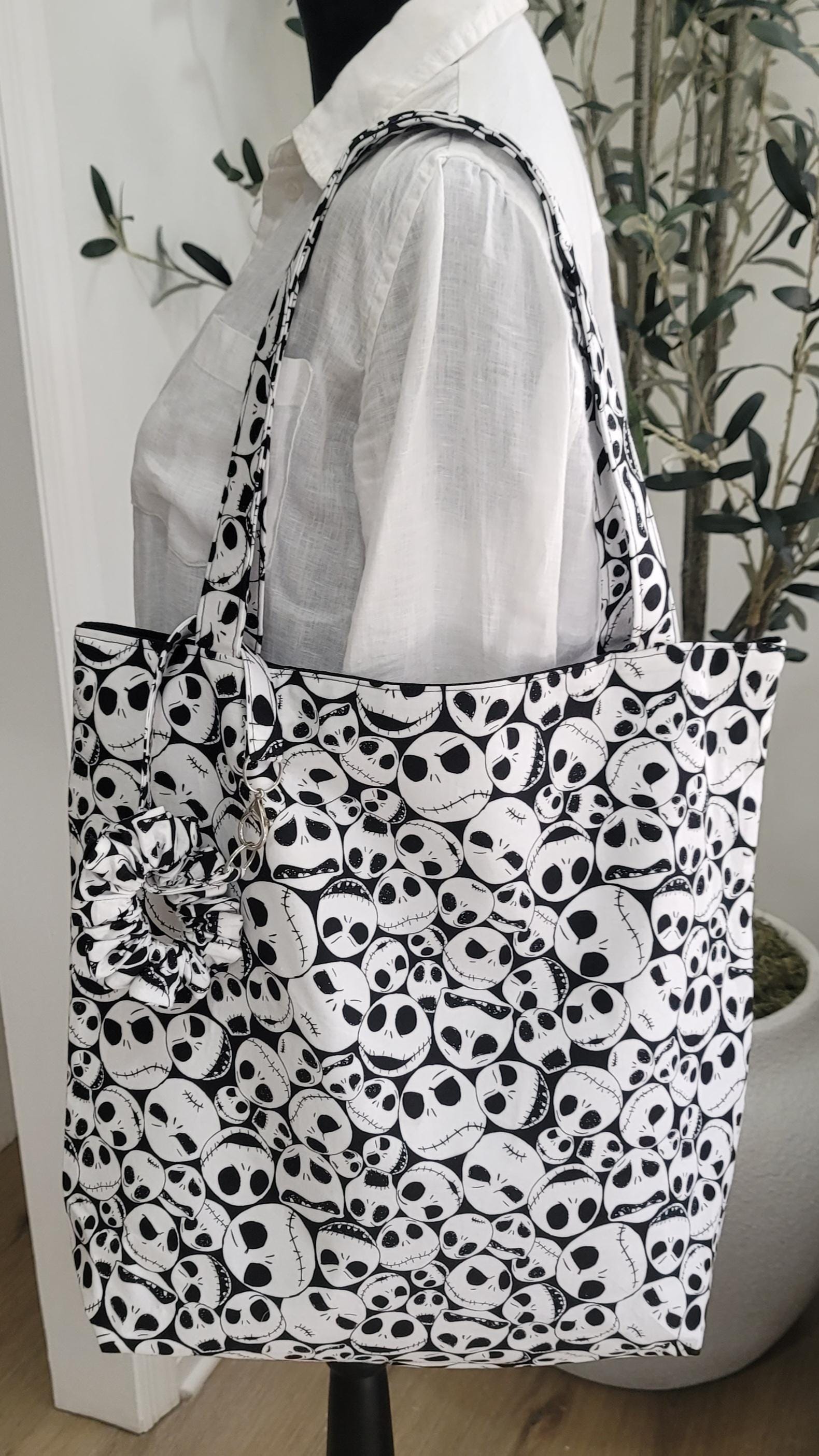 Nightmare Before Christmas & Halloween Tote Bags with Scrunchie Charms