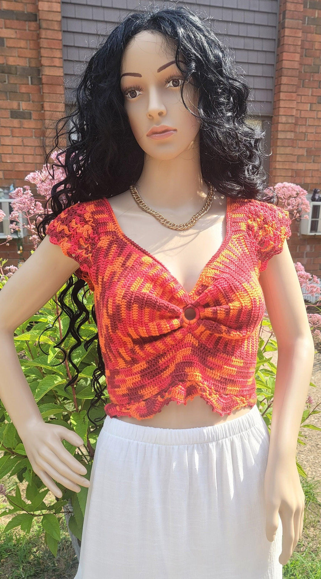 Handmade Crochet Crop Top: Strawberry Love Summer Fashion (Fits M/L)