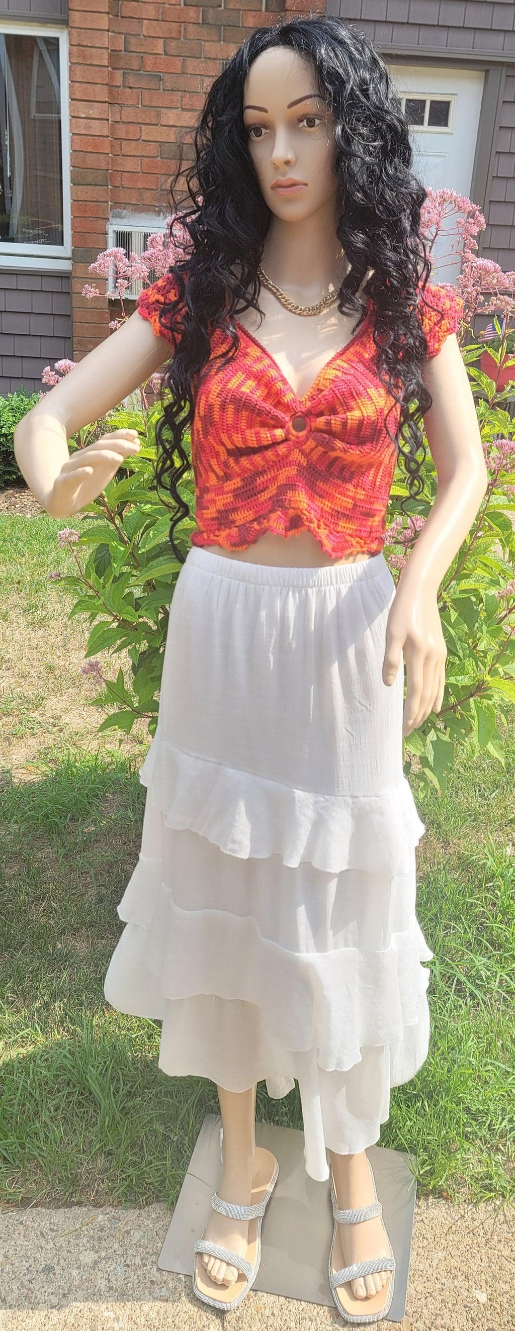Handmade Crochet Crop Top: Strawberry Love Summer Fashion (Fits M/L)
