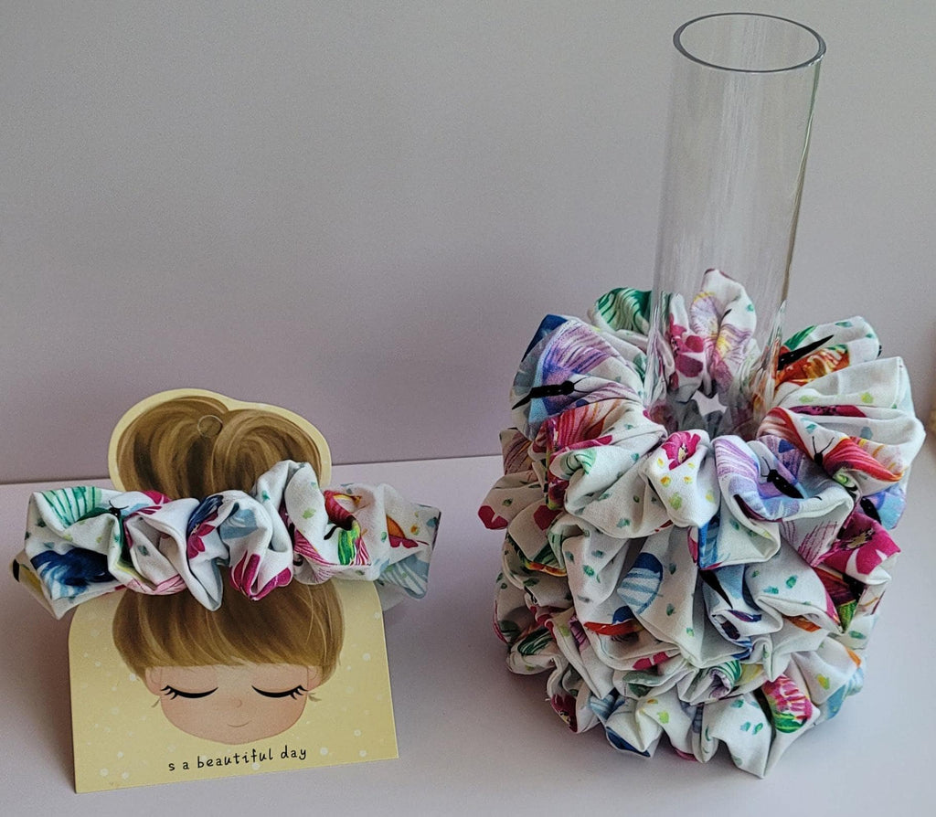 Satin Scrunchie: Orange, White Ladybug or Butterfly Hair Tie