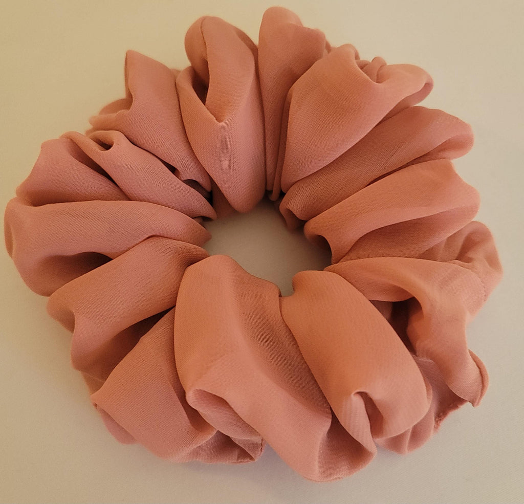 Sewn Scrunchies: Red, Brown, Peach, and Beige Scrunchies