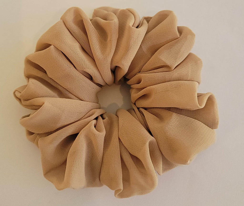 Sewn Scrunchies: Red, Brown, Peach, and Beige Scrunchies