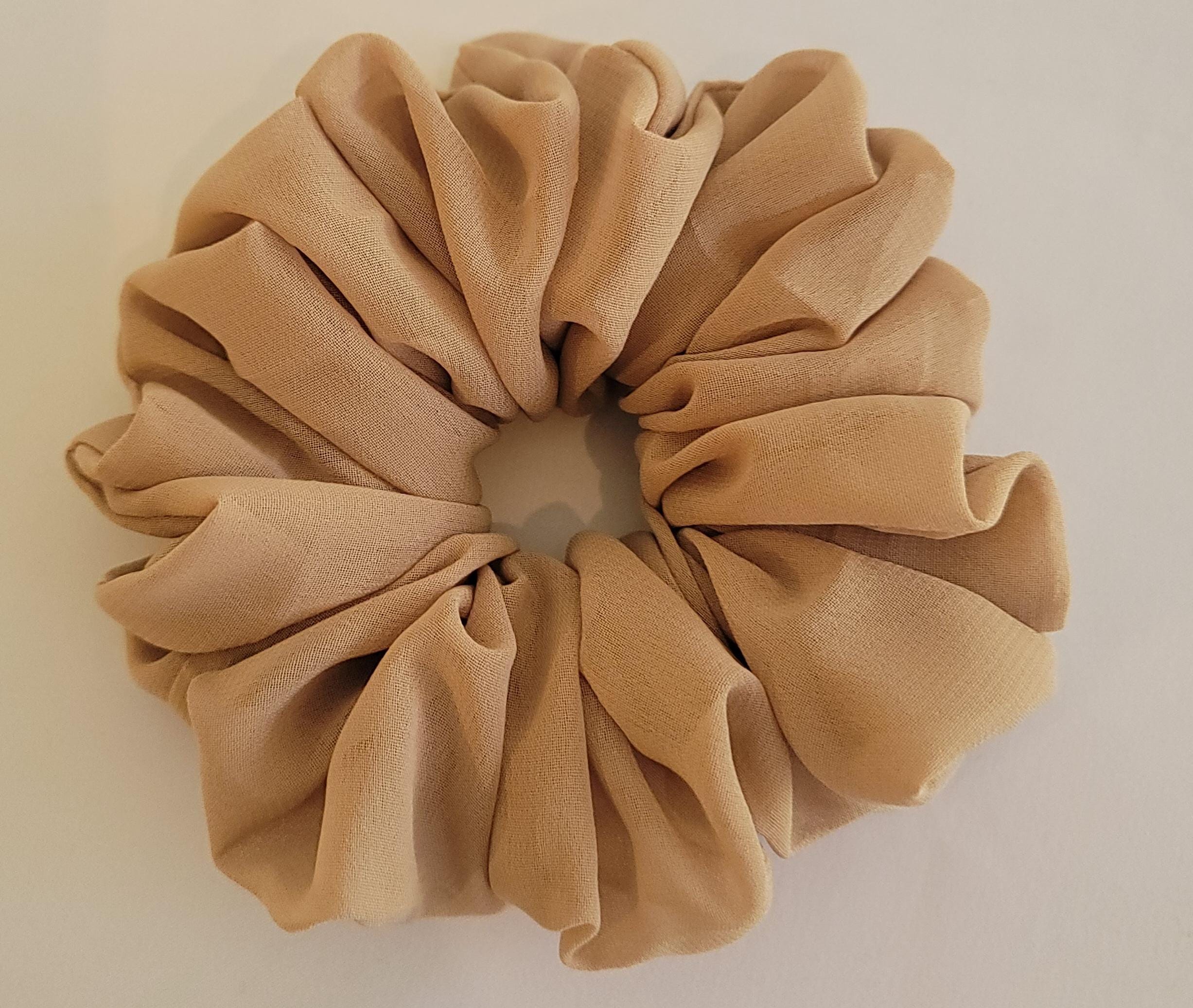 Sewn Scrunchies: Red, Brown, Peach, and Beige Scrunchies