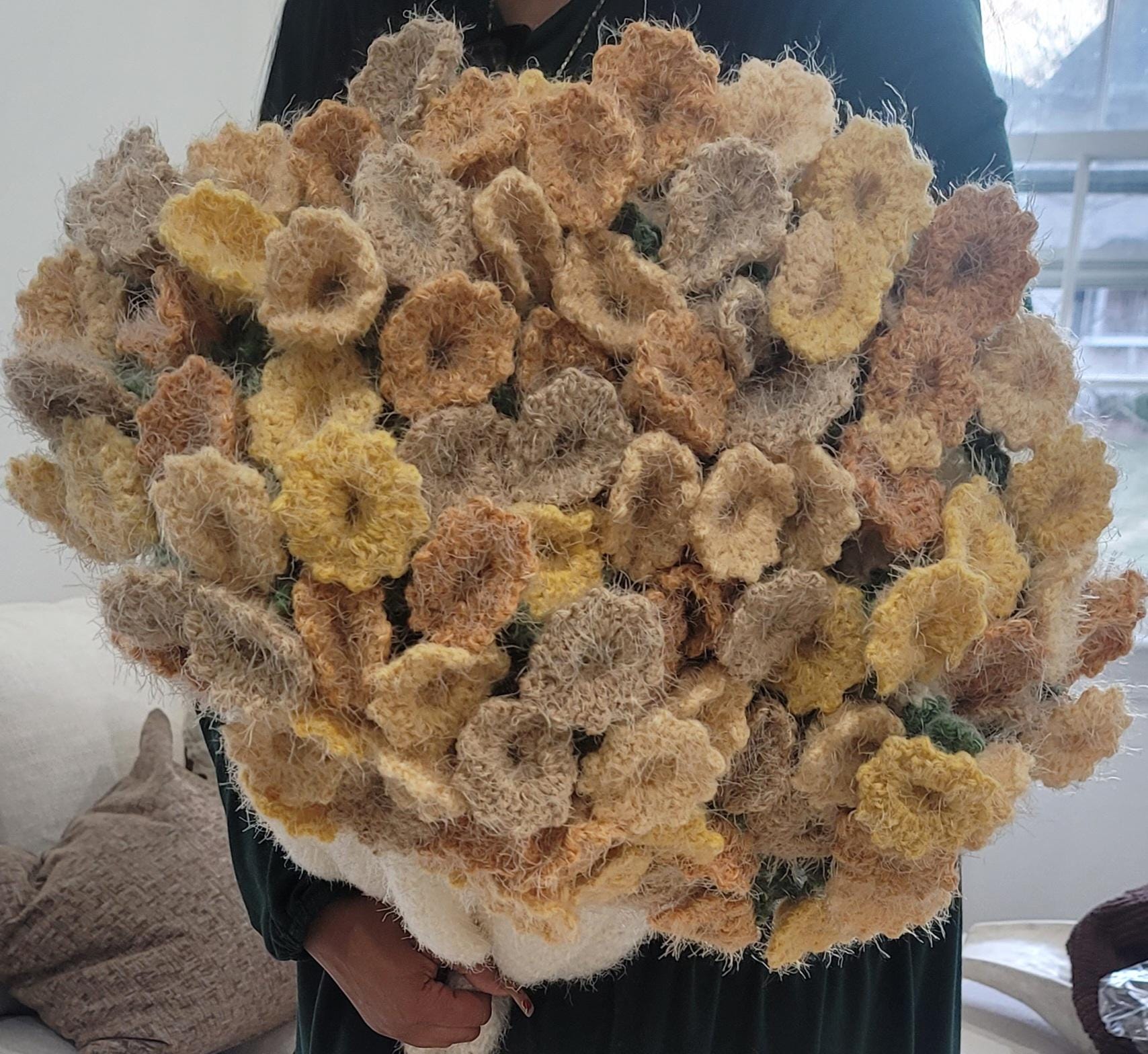 Beige & Honey-Colored Lily Bouquet Blanket