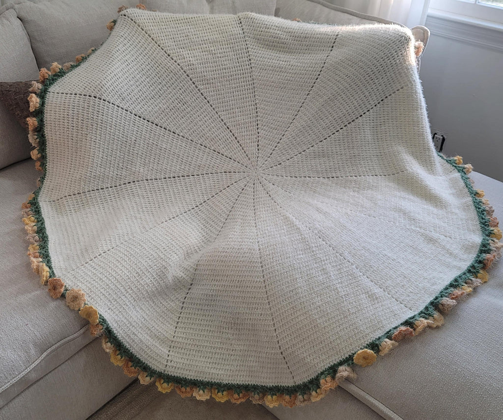 Beige & Honey-Colored Lily Bouquet Blanket