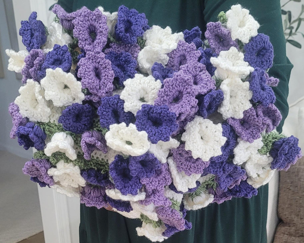 Crochet Purple & White Lily Bouquet Blanket