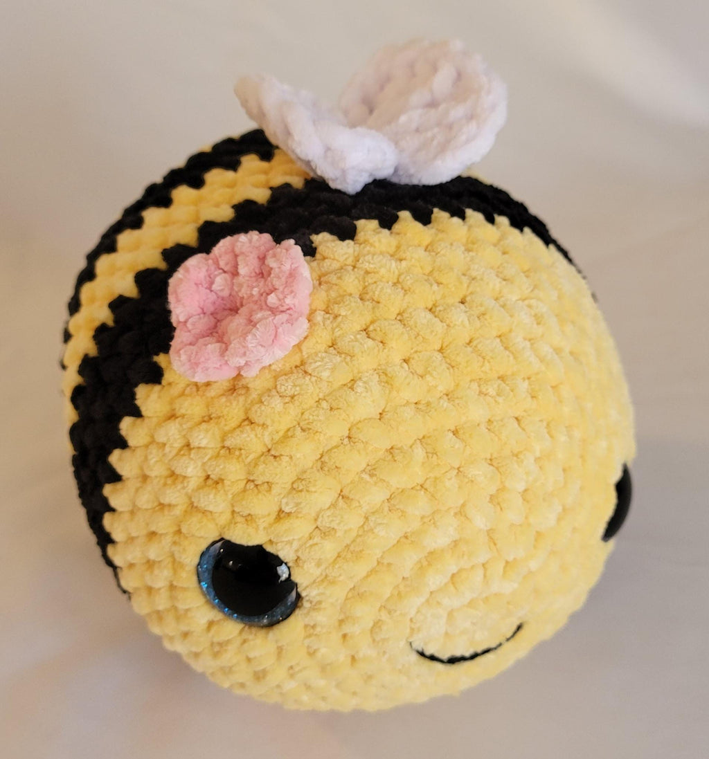 Yellow and Black Bee with Small White Wings
