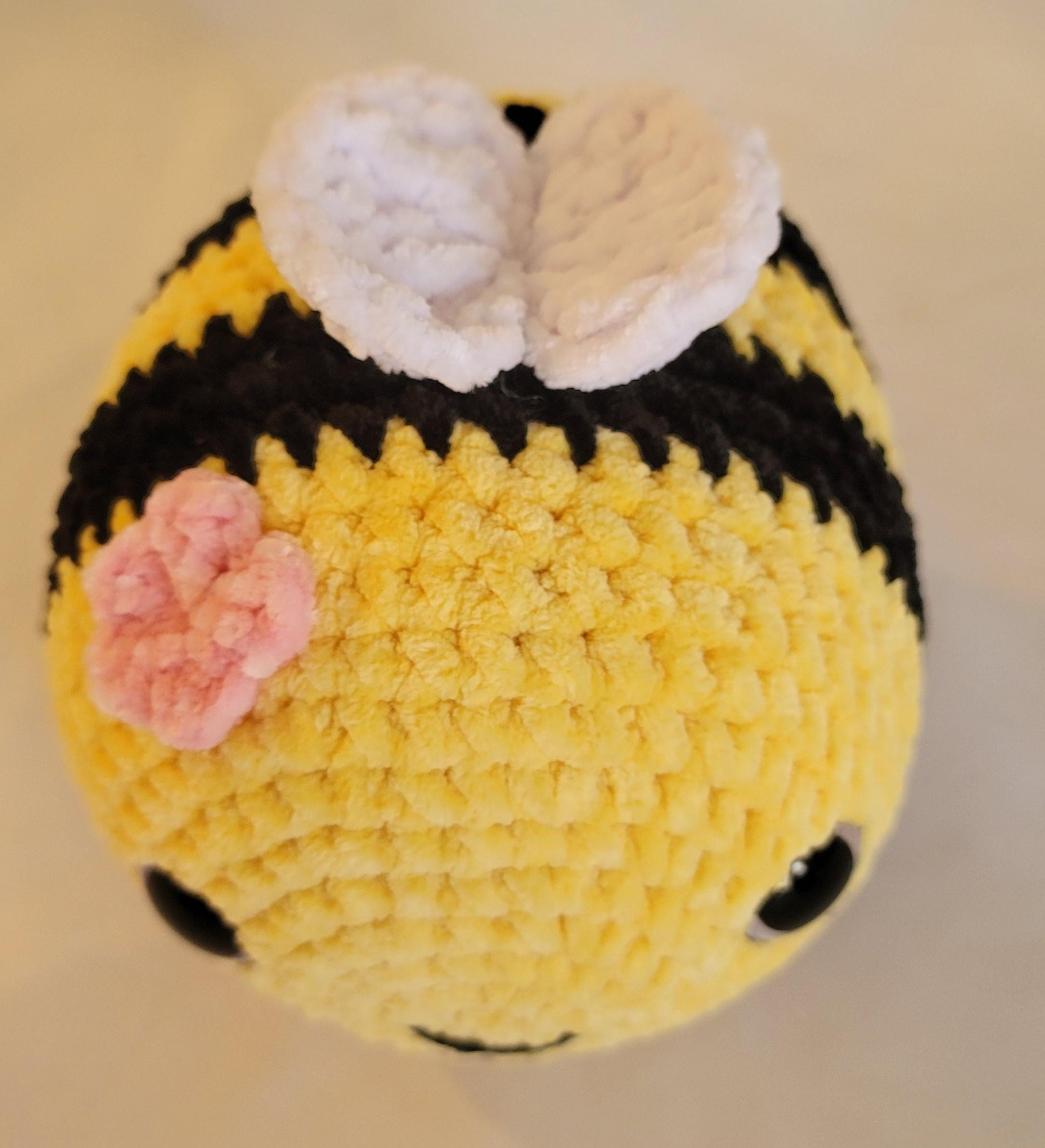 Yellow and Black Bee with Small White Wings