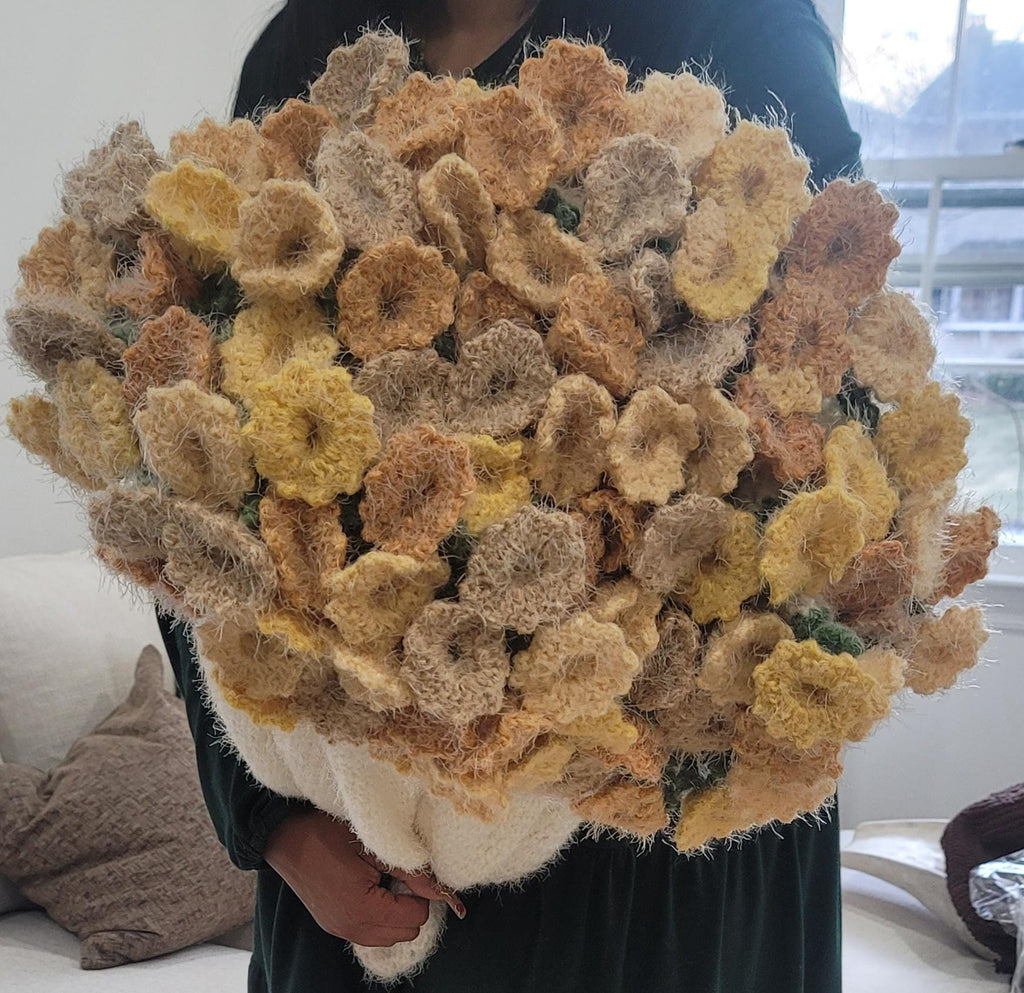Beige & Honey-Colored Lily Bouquet Blanket