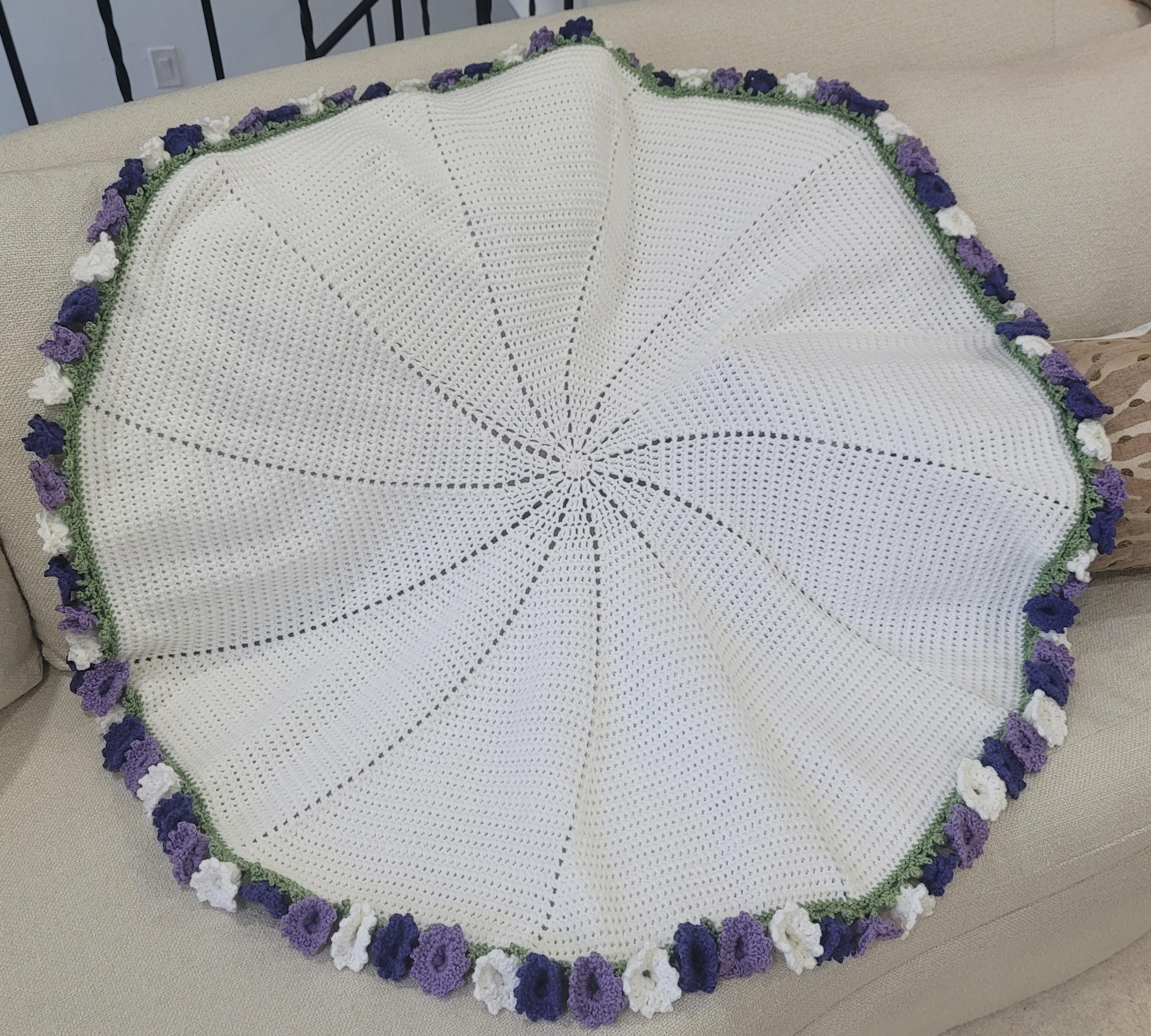 Crochet Purple & White Lily Bouquet Blanket