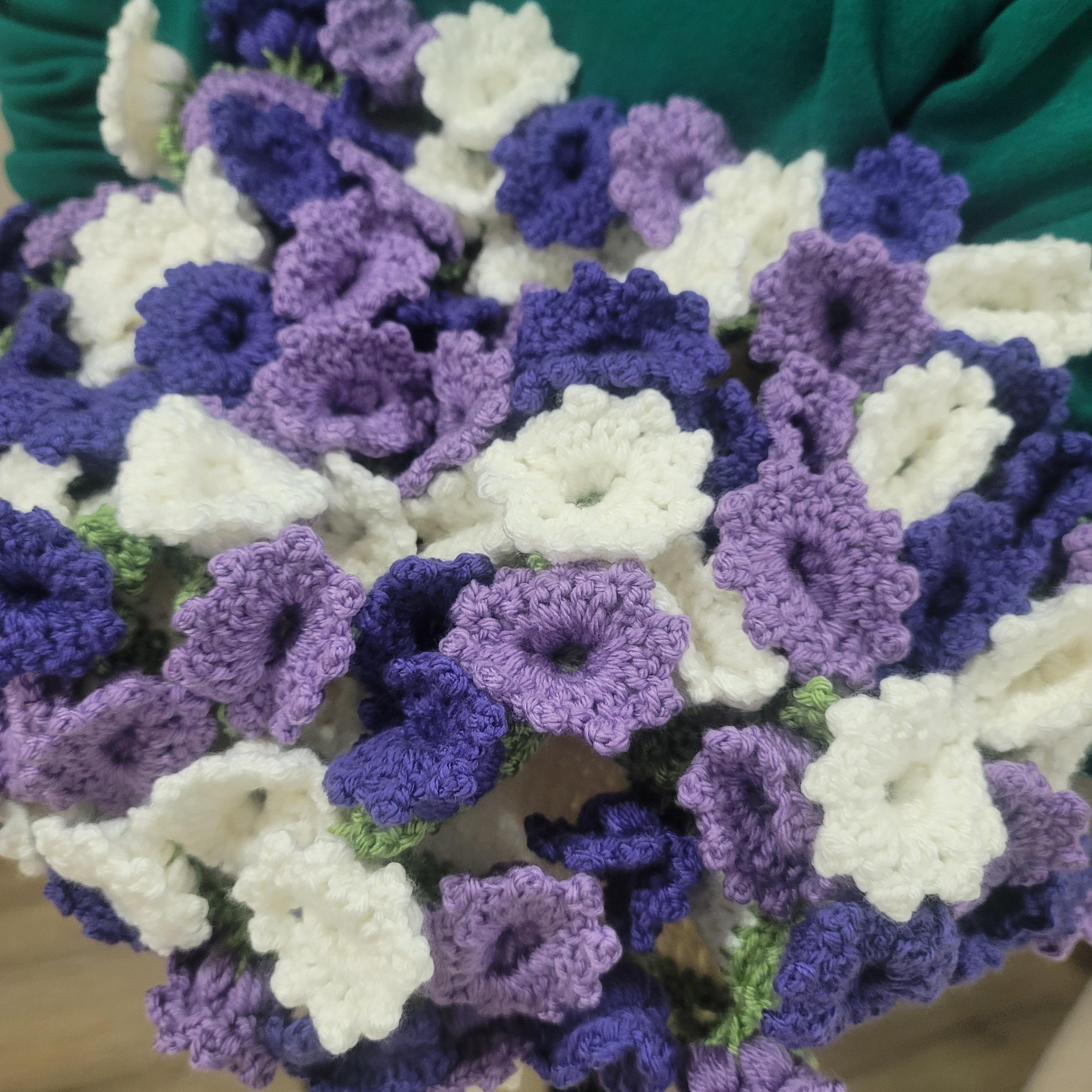 Crochet Purple & White Lily Bouquet Blanket